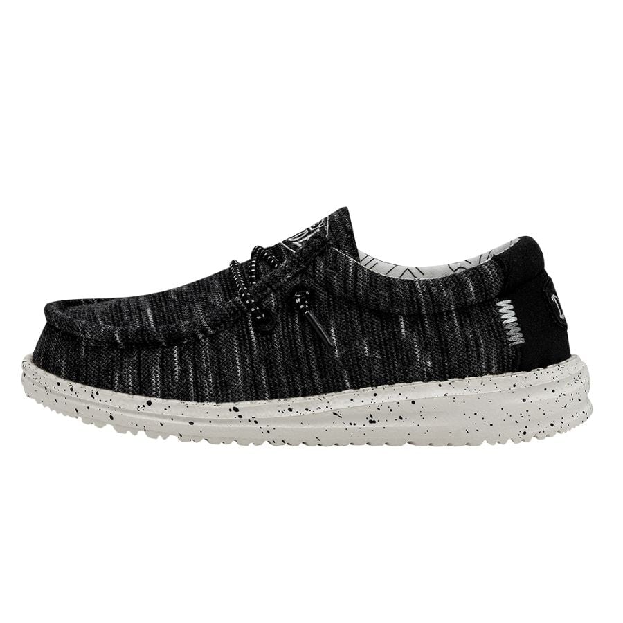 Comfortable Youth Slip-On Shoes with Elastic Laces | Wally Stretch - Black