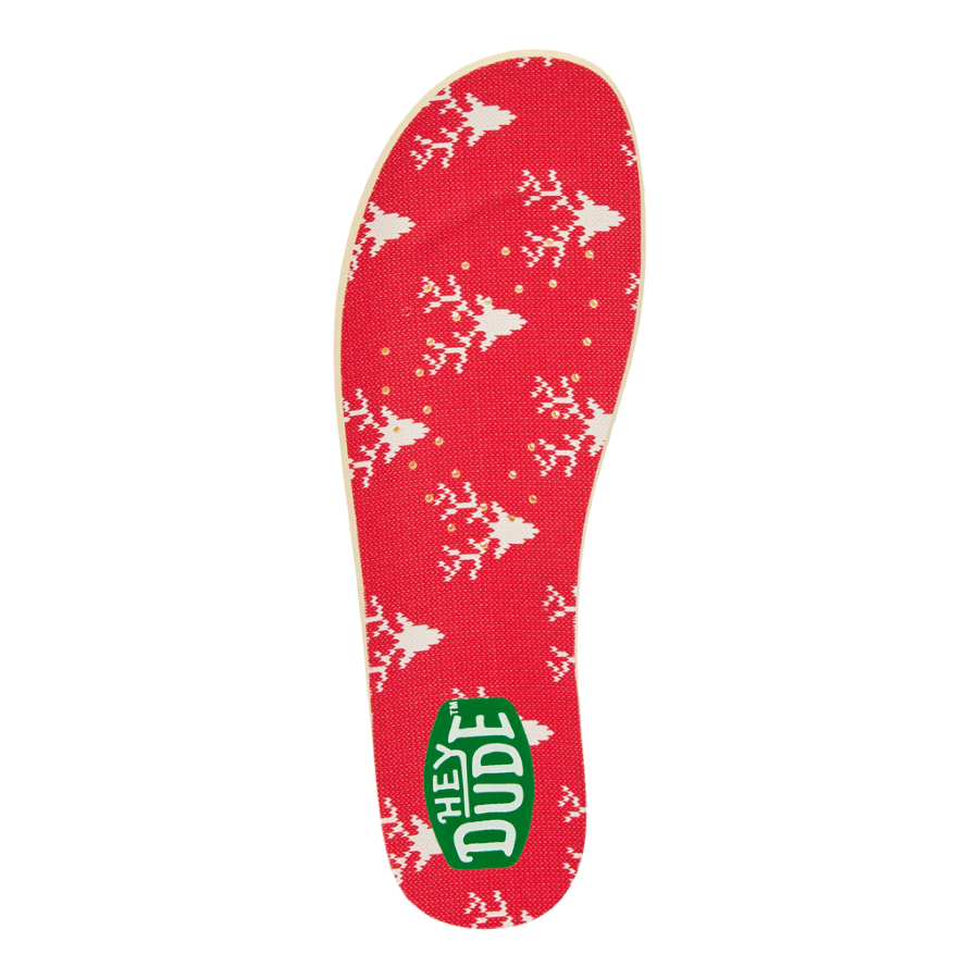 Festive Reindeer Fair Isle Insoles - Red/Green | HEYDUDE