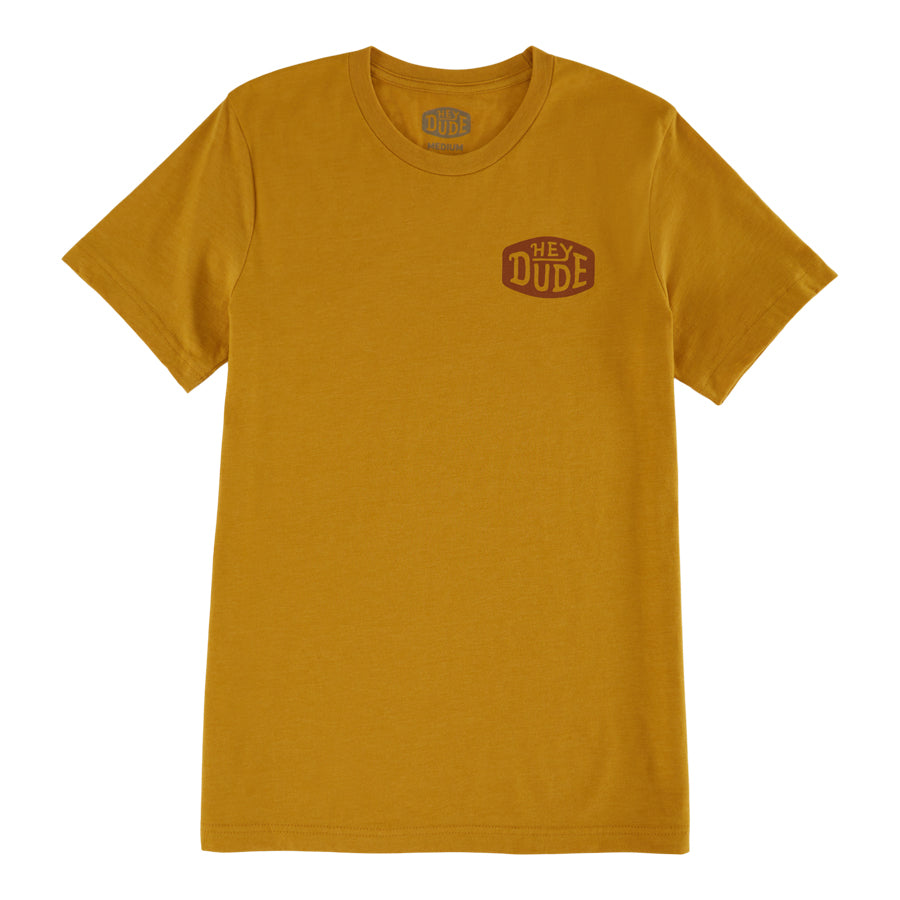Mustard Crewneck Tee with Buckle Logo | HEYDUDE Tailored Fit