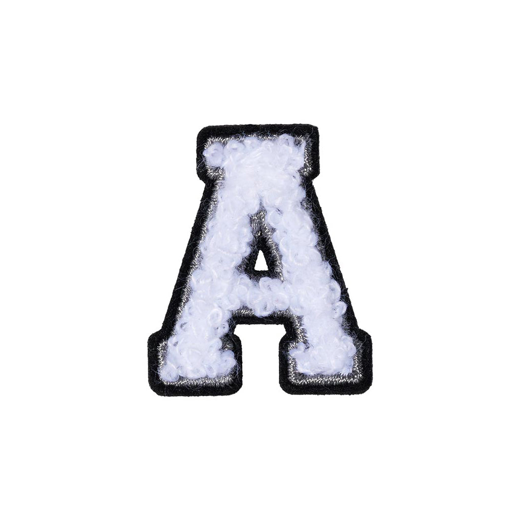 Black & White Letter A Patch - Peel & Stick Embroidered 30mm