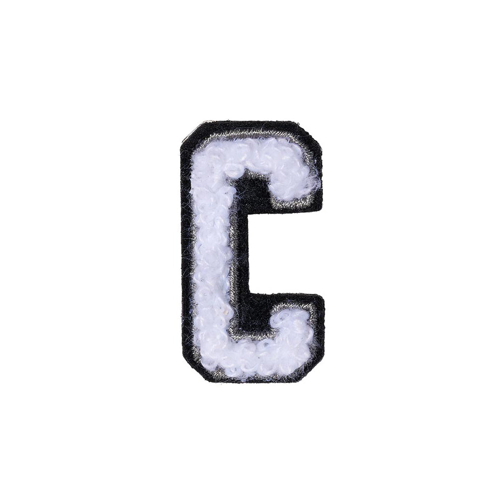 Letter C Patch - Black & White Peel & Stick Embroidered Patch