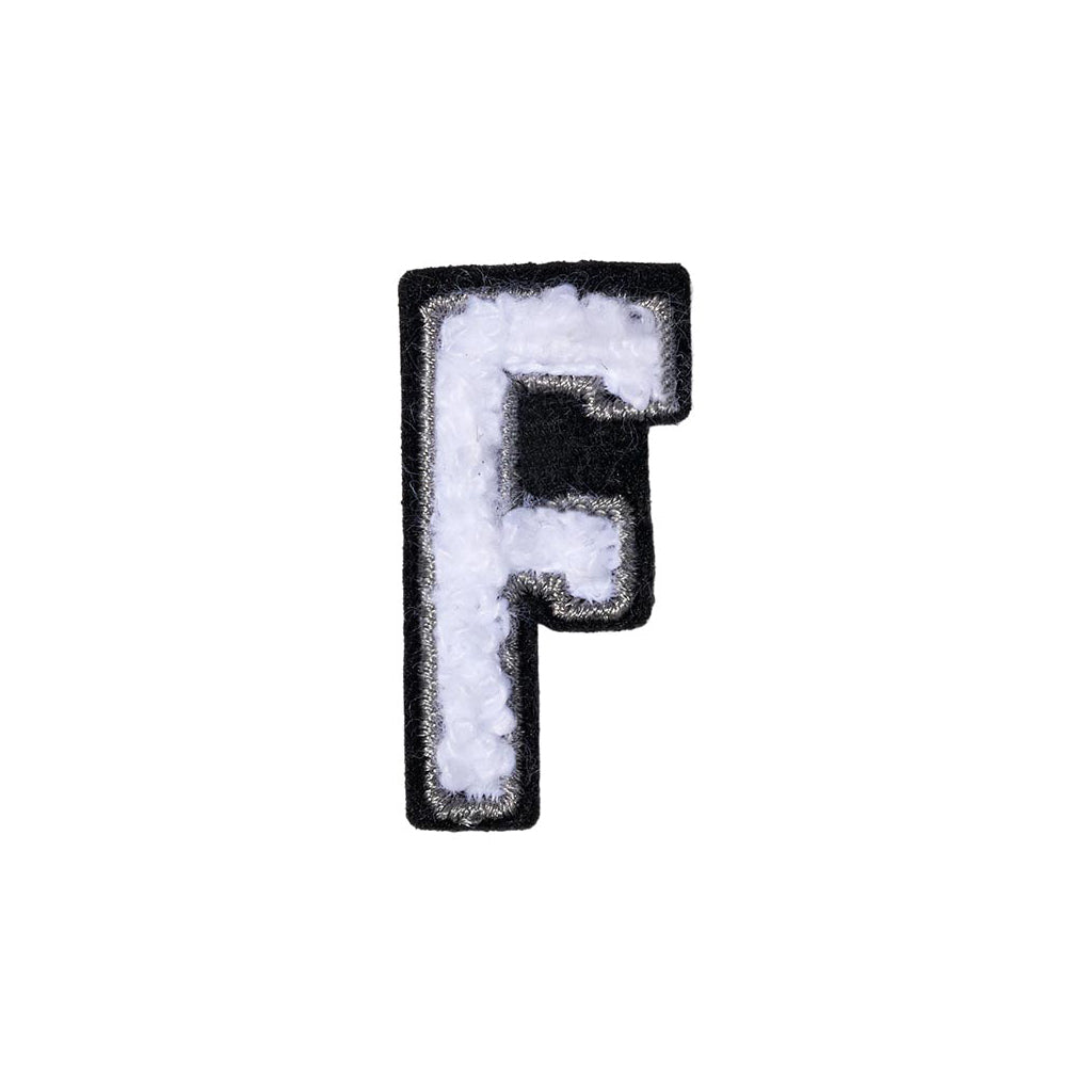 Black & White Letter F Patch - Peel & Stick Embroidered Badge