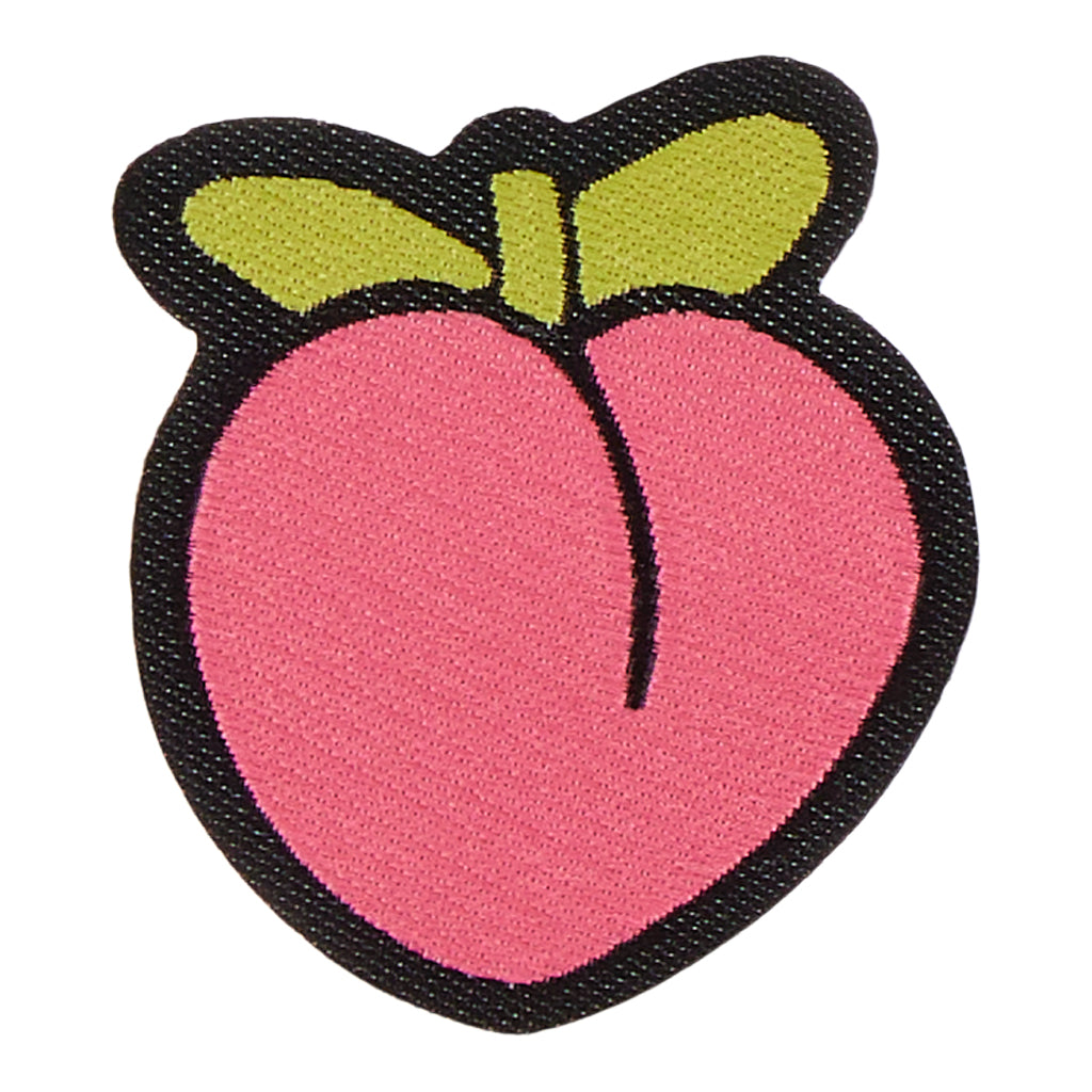 Peach Emoji Woven Patch 30mm | Peel & Stick Iron-On