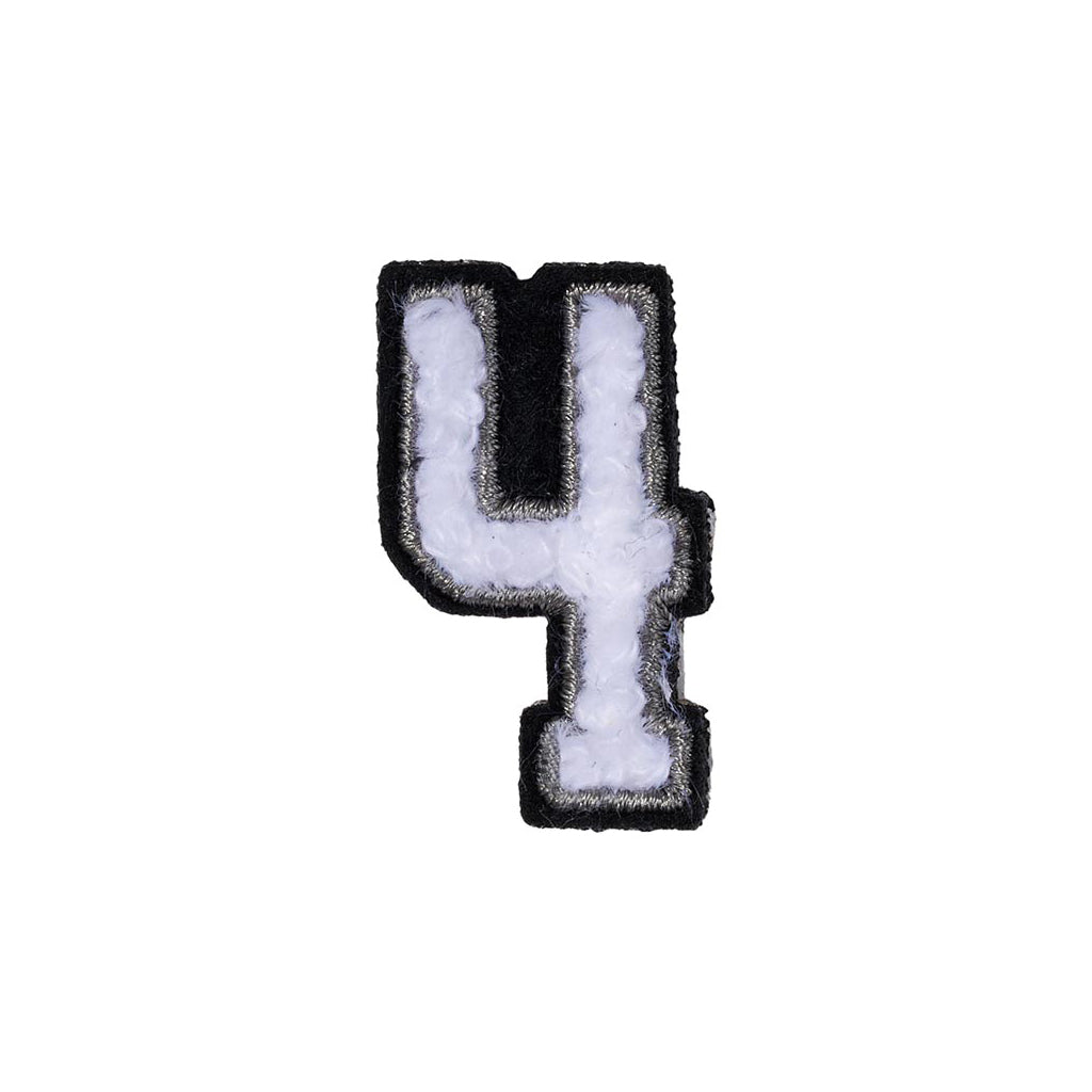 Number 4 Patch - Black/White Peel & Stick Shoe Emblem