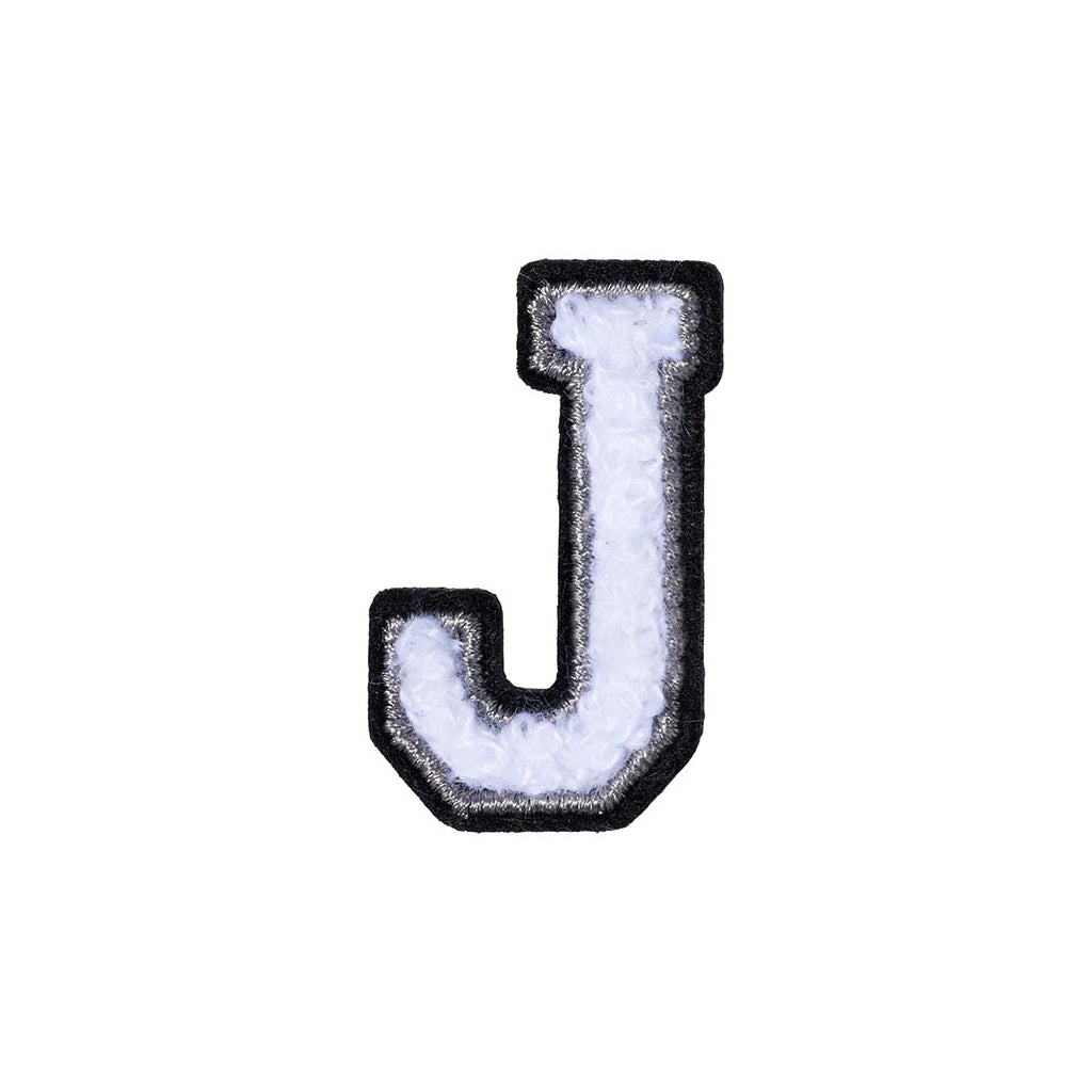Black & White Letter J Patch - Peel & Stick for Shoes | 30mm
