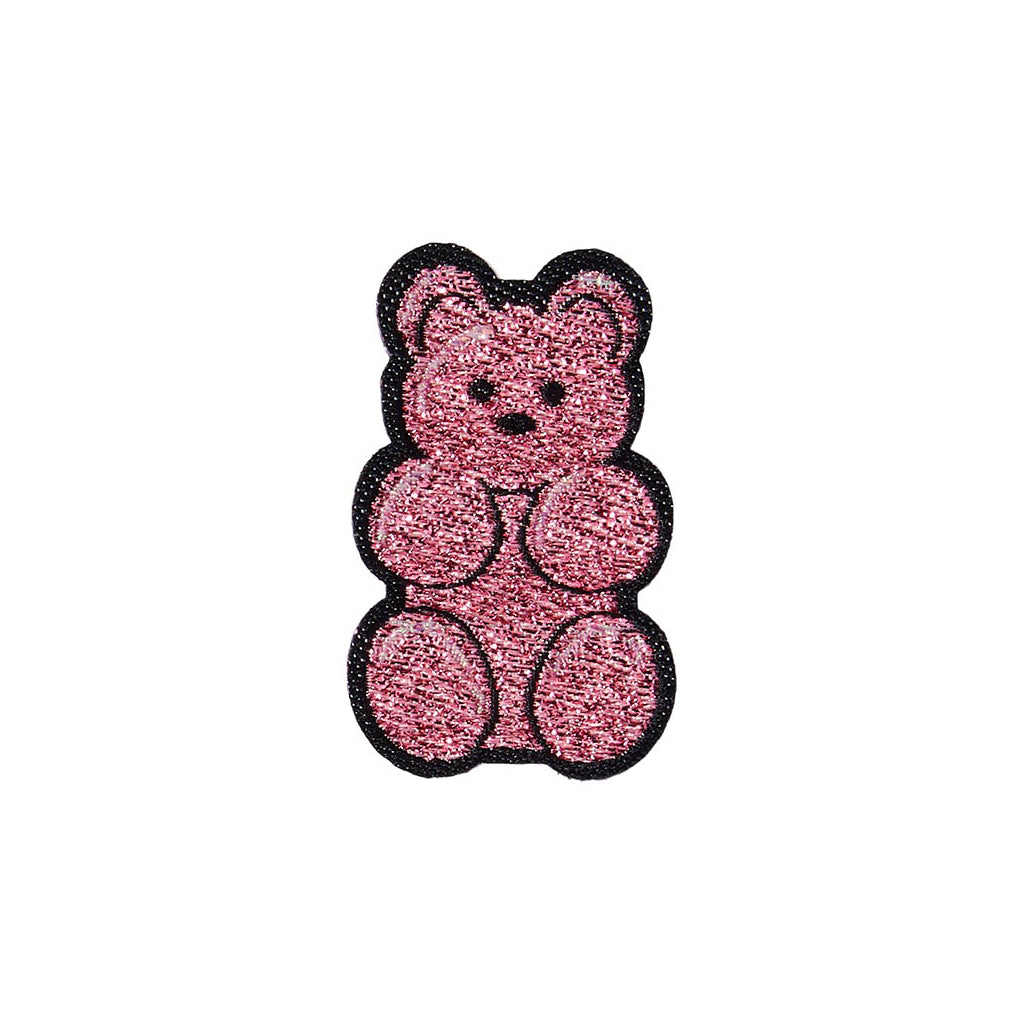 Pink Gummy Bear Iron-On Patch | Woven Peel & Stick