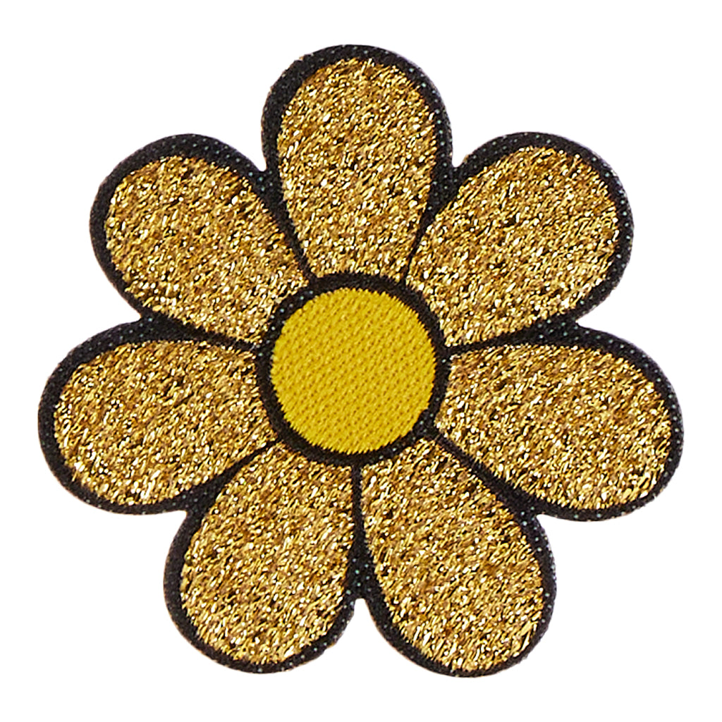Sparkly Sunflower Shoe Patch - Gold/Black Peel & Stick | 30mm