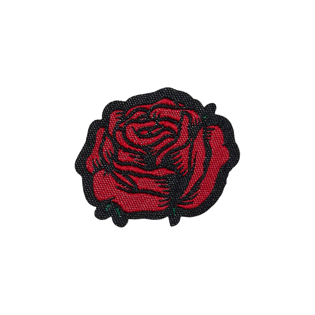 Red Rose Woven Patch 30mm | Peel & Stick Iron-On Embroidered