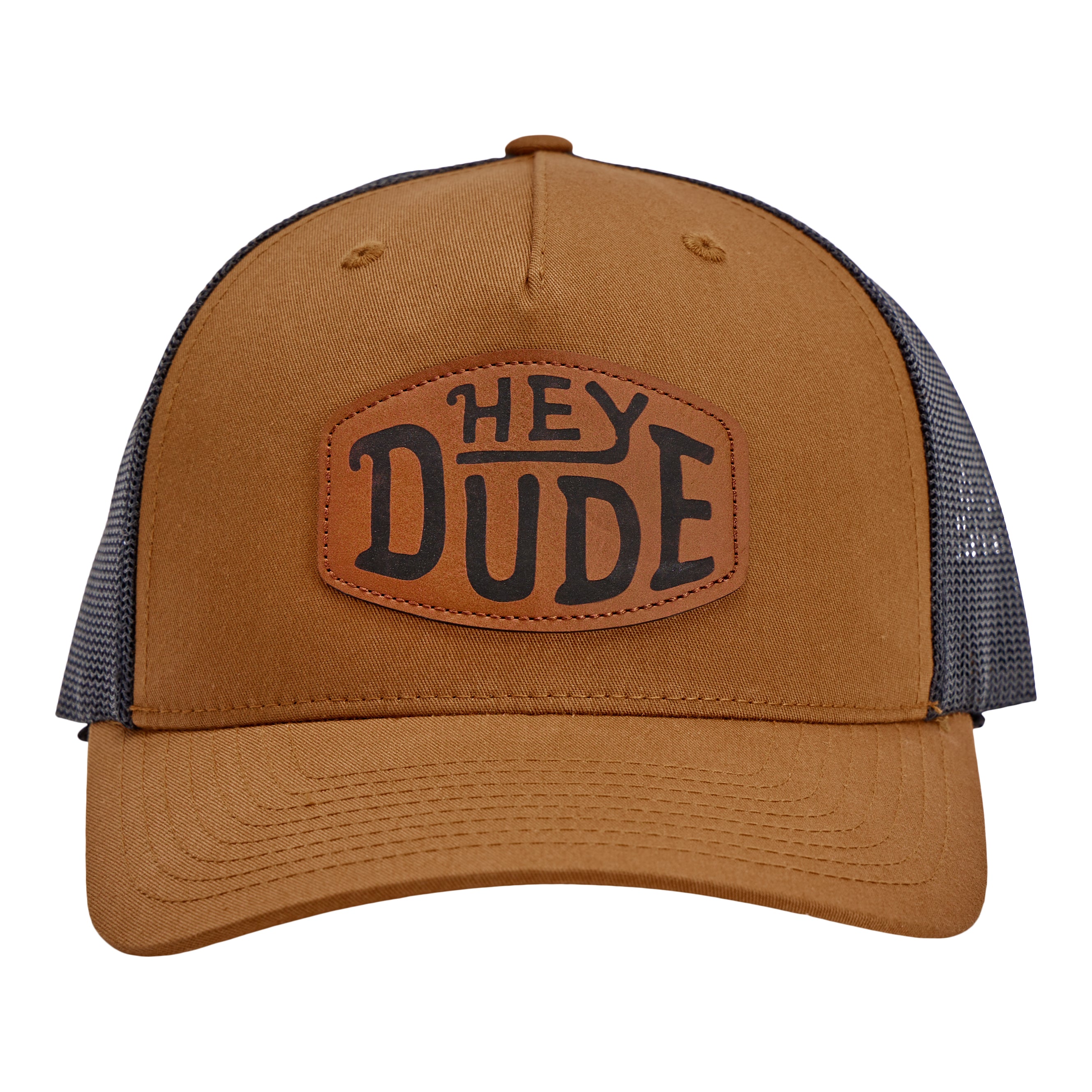 Leather Buckle Snapback Trucker Hat | Coyote Brown