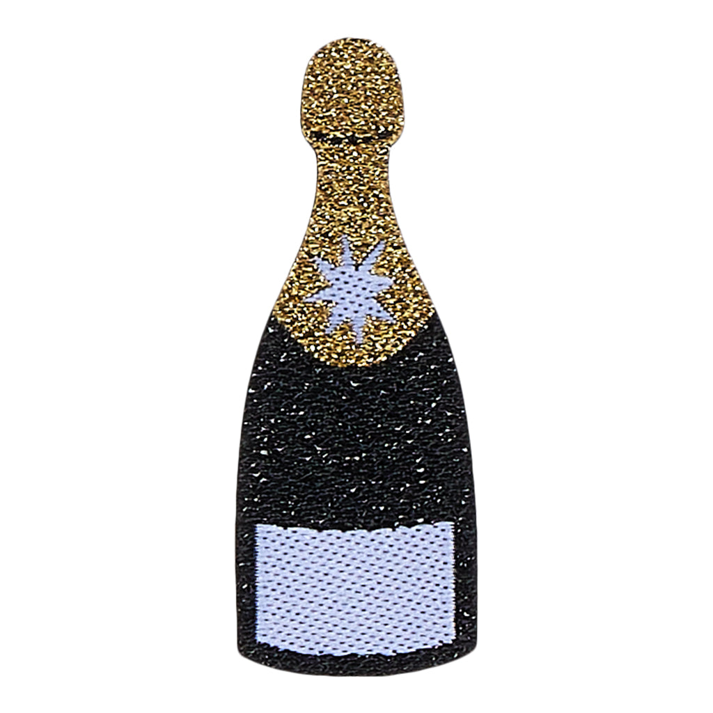 Champagne Bottle Patch - Peel & Stick Woven Embroidered Patch