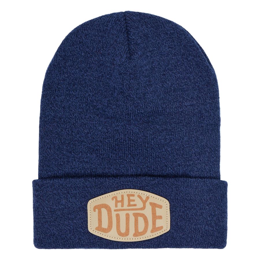 Warm Acrylic Beanie with Rolled Cuff & Patch Logo | HEYDUDE™ Navy