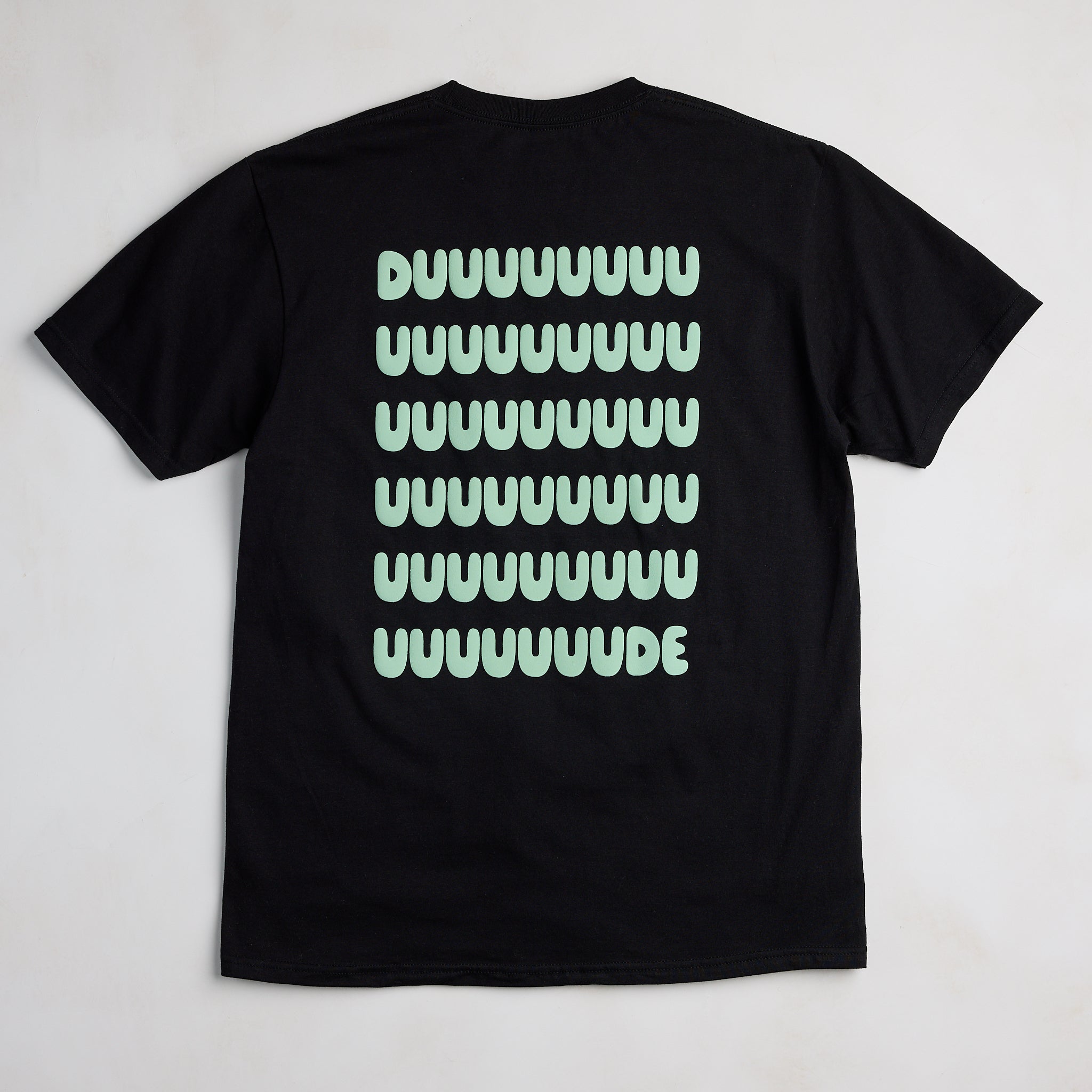 Graphic Tee with Chill Vibes - Duuuuuude Shirt | Black & Mint