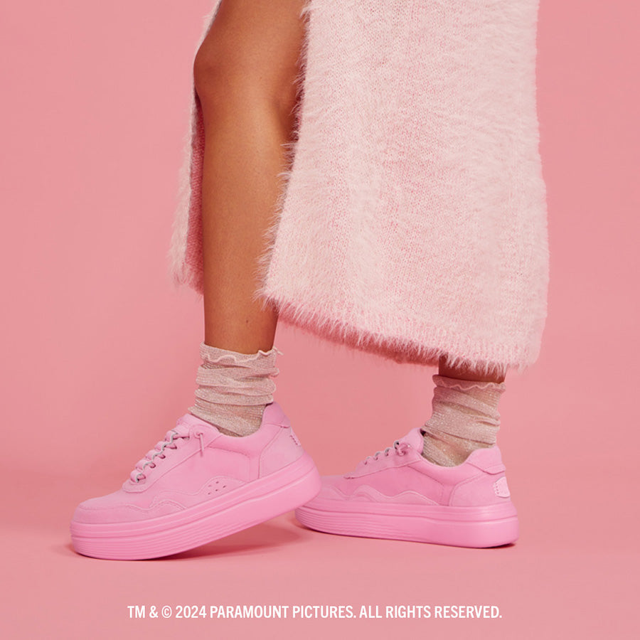 Pink Velour Platform Sneakers with Stretch Laces | Hudson Lift Mean Girls