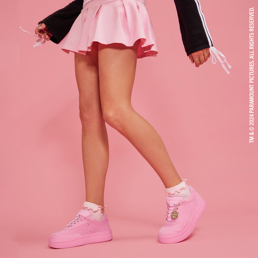 Pink Velour Platform Sneakers with Stretch Laces | Hudson Lift Mean Girls