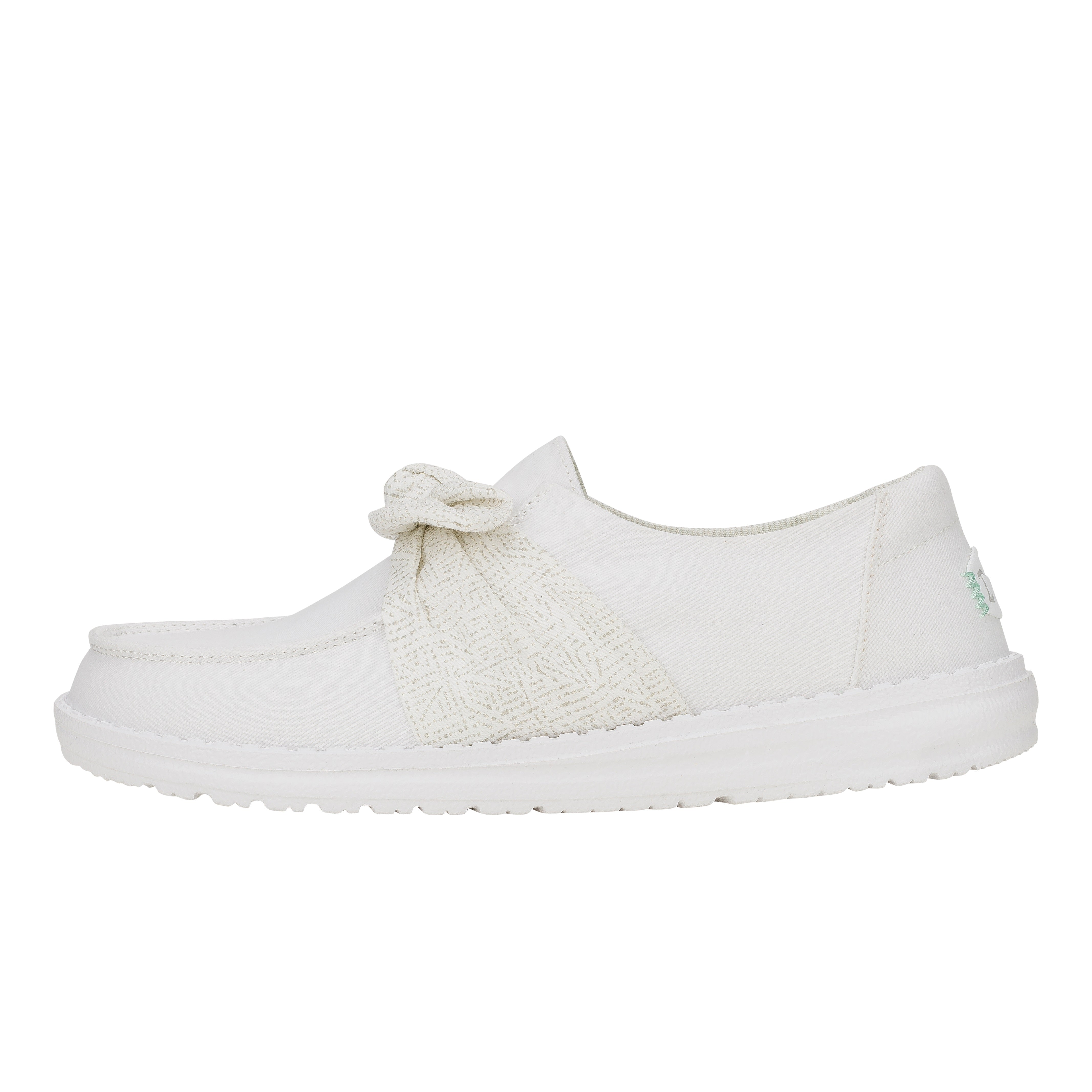 White Canvas Bow Shoes with Novelty Tie Knot & Easy-On System | Wendy Bow Essentials
