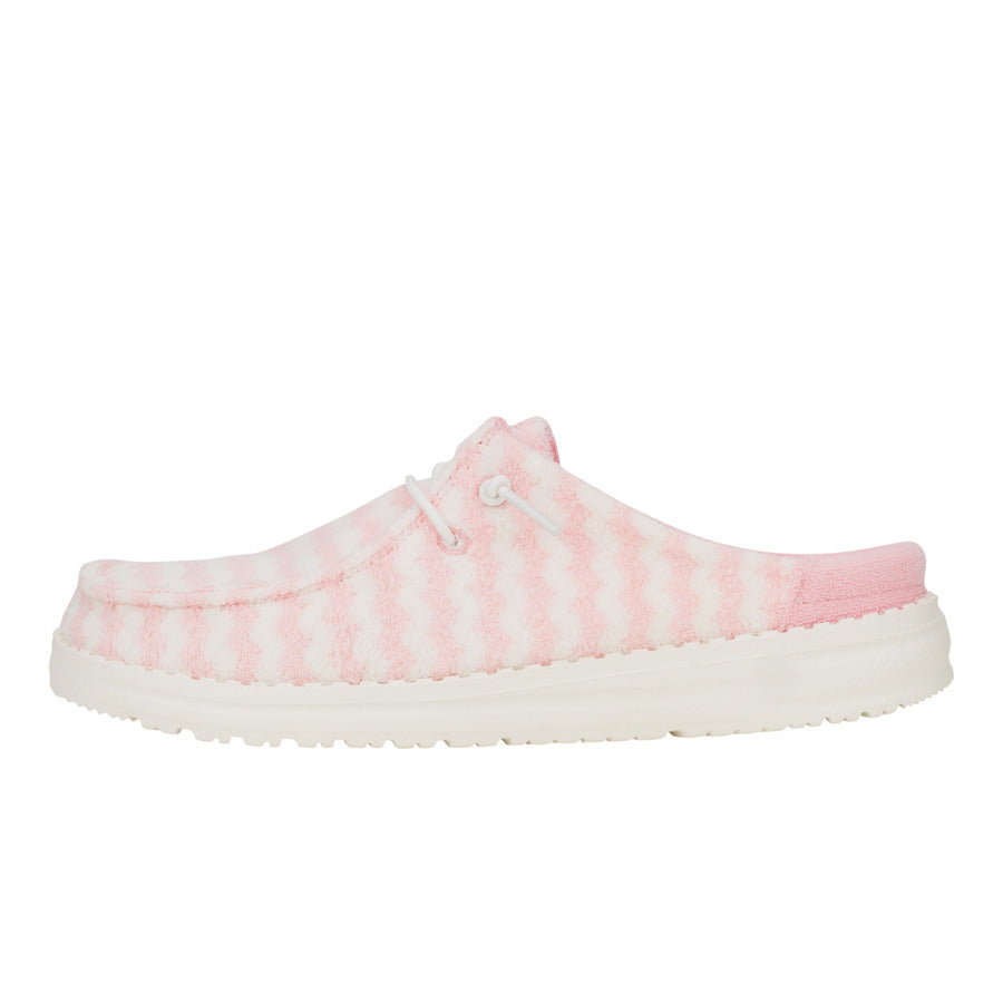 Plush Terry Cloth Slip-On Shoes for Travel & Relaxation | Wendy Stripe Pink/White