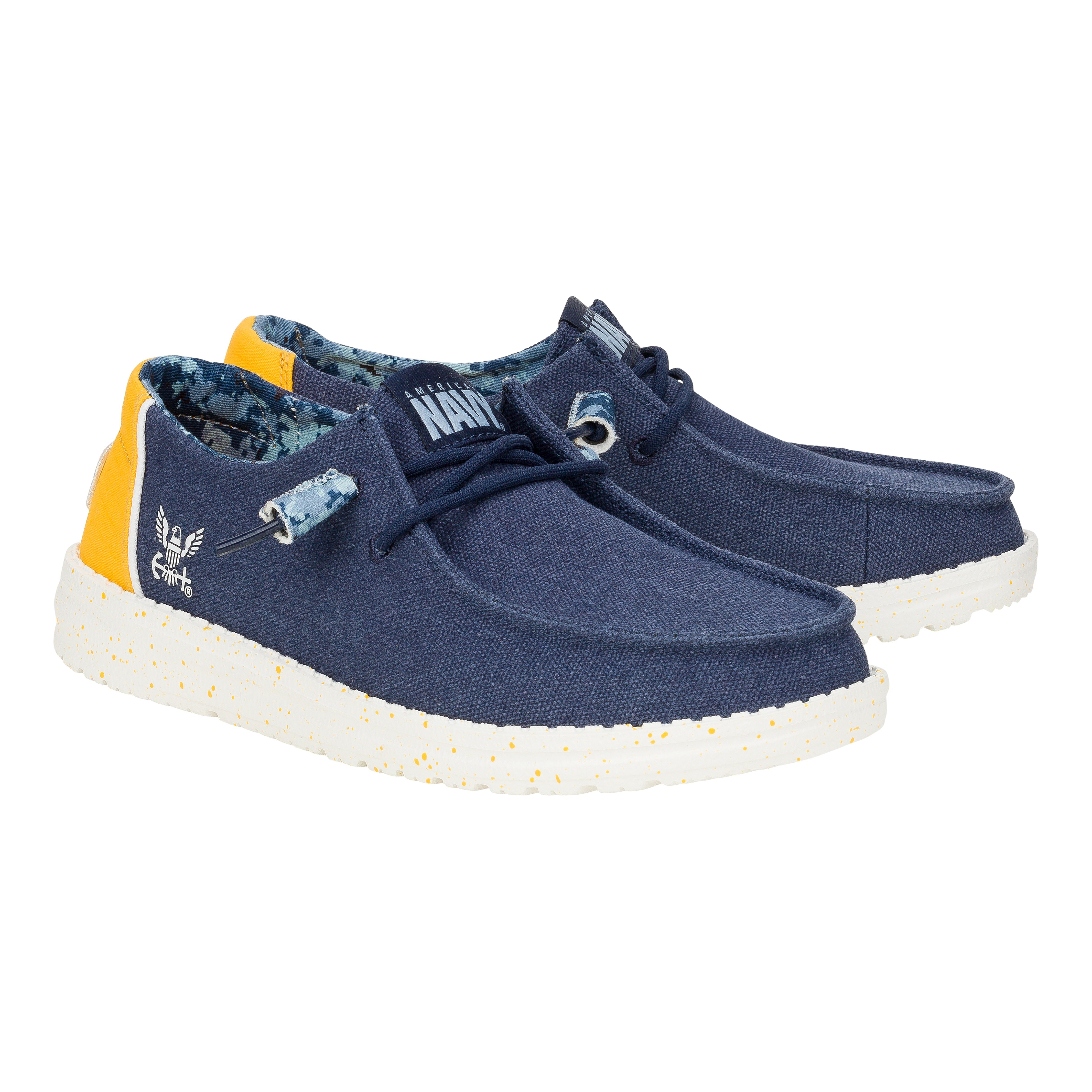 Lightweight Navy & Yellow Canvas Sneakers for Travel | Wendy US Navy 2