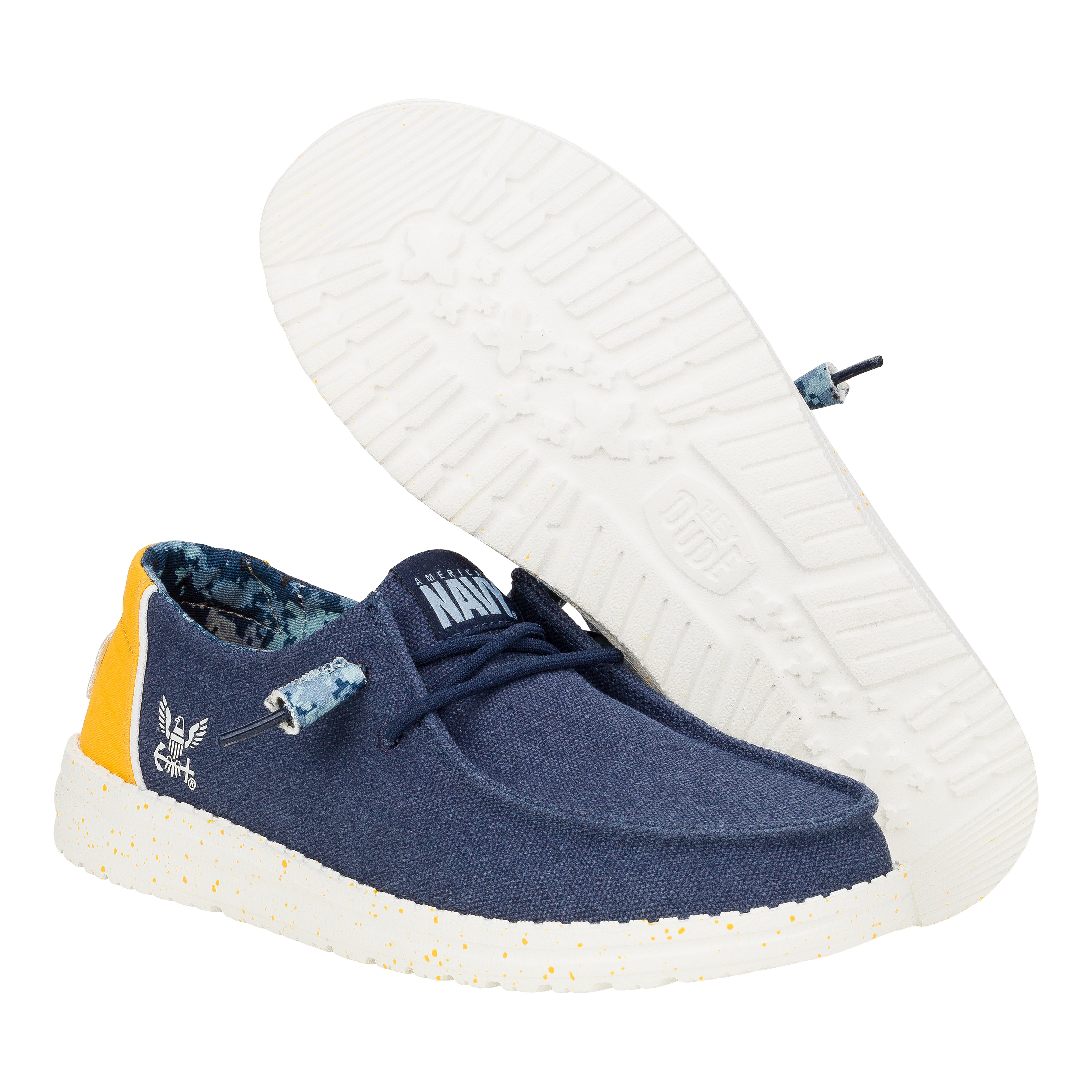 Lightweight Navy & Yellow Canvas Sneakers for Travel | Wendy US Navy 2