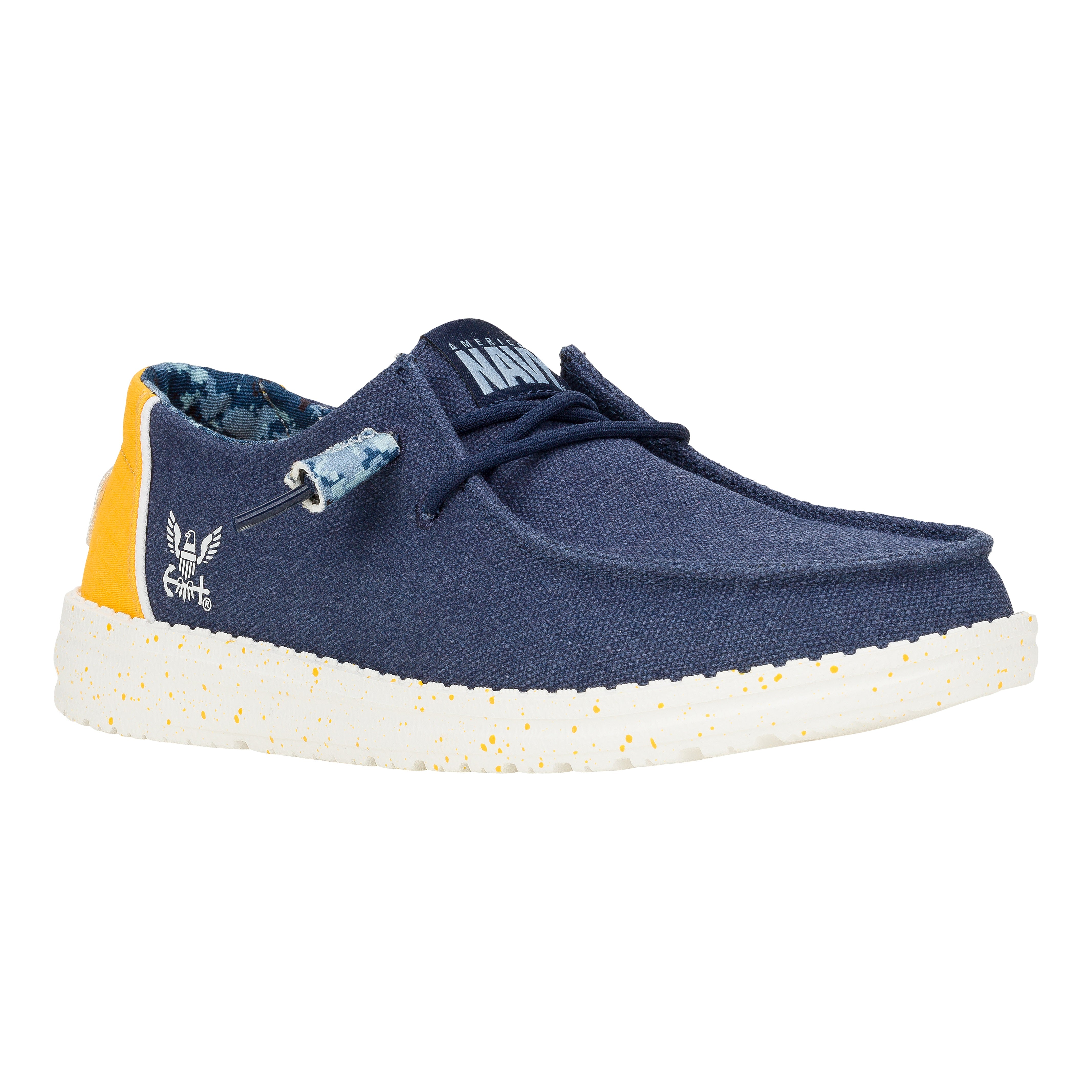 Lightweight Navy & Yellow Canvas Sneakers for Travel | Wendy US Navy 2