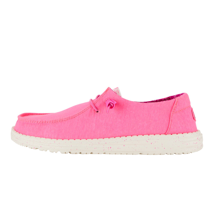 Neon Pink Stretch Canvas Sneakers for Women | Wendy Comfort Shoes