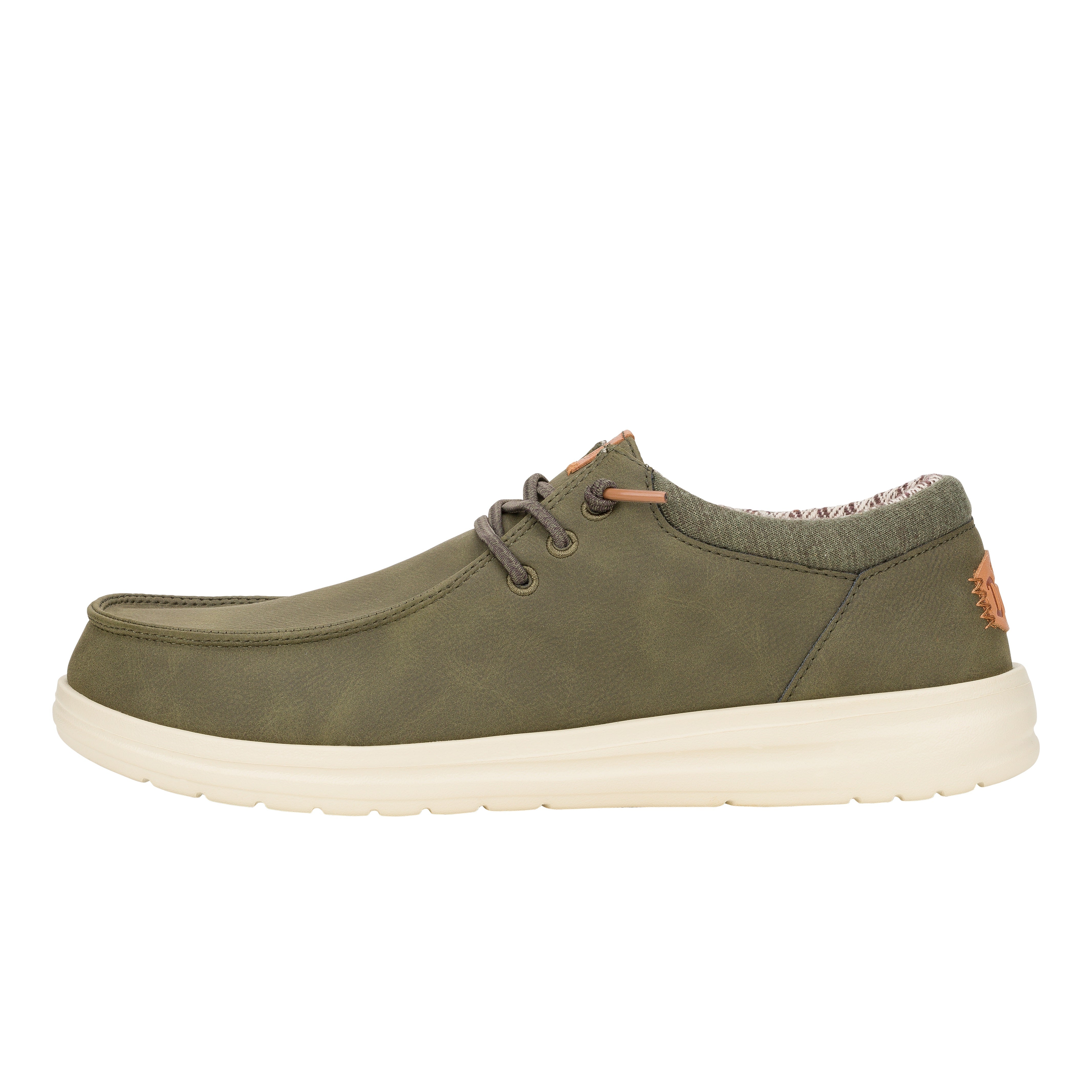 Comfortable Slip-On Shoes with Faux-Leather Upper & Elastic Laces | Paul - Olive