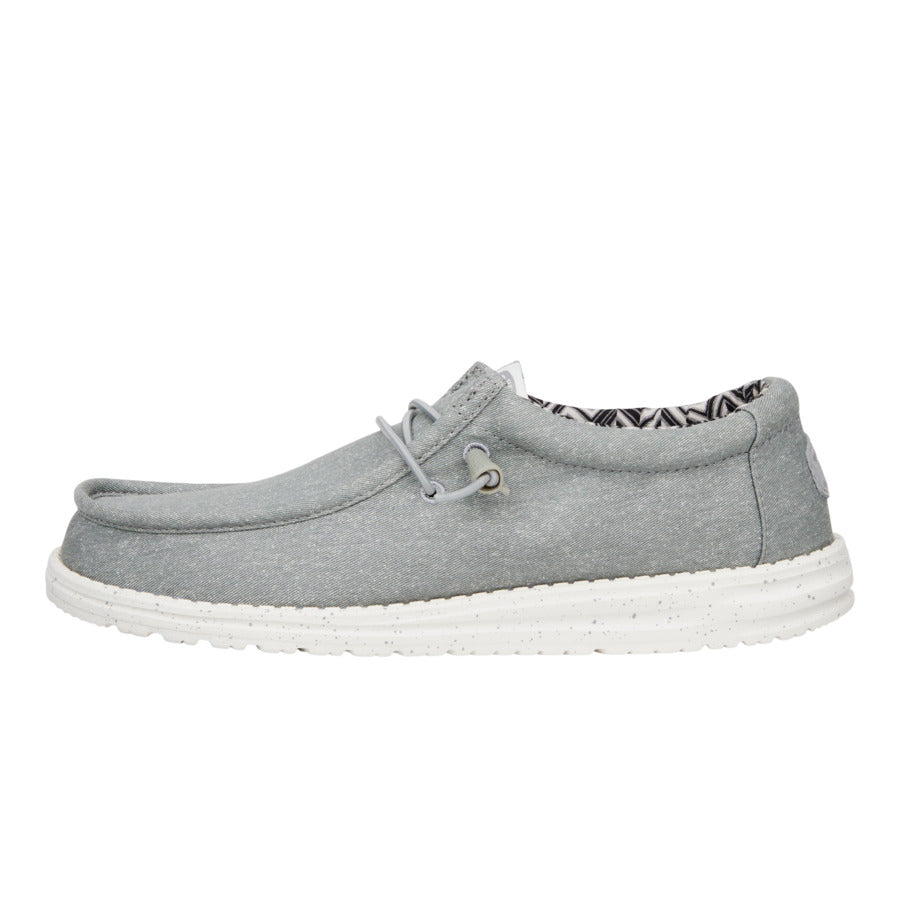 Light Grey Canvas Shoes with Cushioned Collar & Easy-On Laces | Wally Stretch