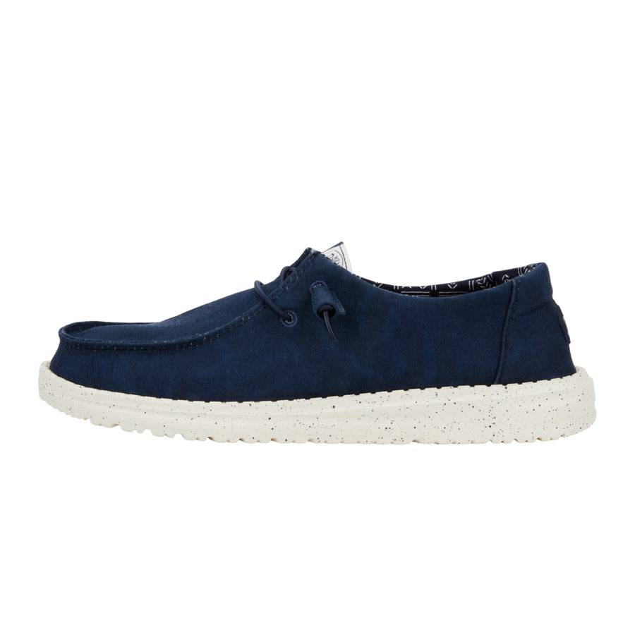 Comfortable Navy Canvas Shoes with Elastic Laces | Wendy Stretch