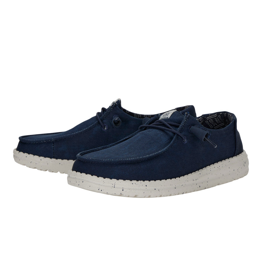 Comfortable Navy Canvas Shoes with Elastic Laces | Wendy Stretch