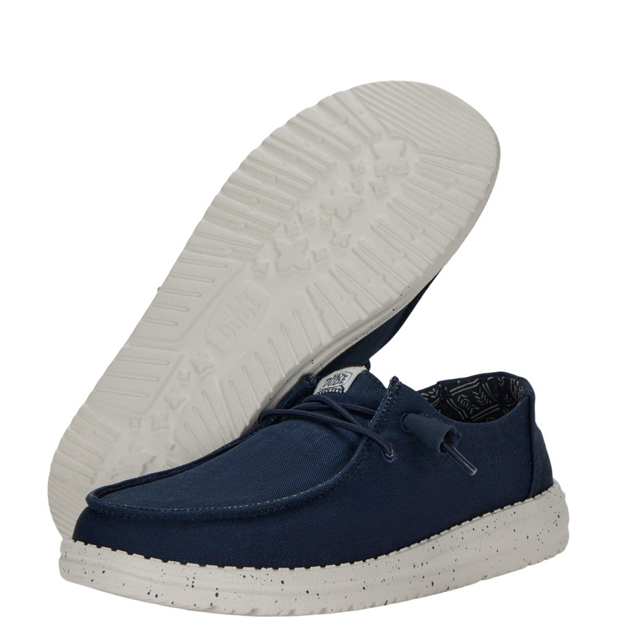 Comfortable Navy Canvas Shoes with Elastic Laces | Wendy Stretch