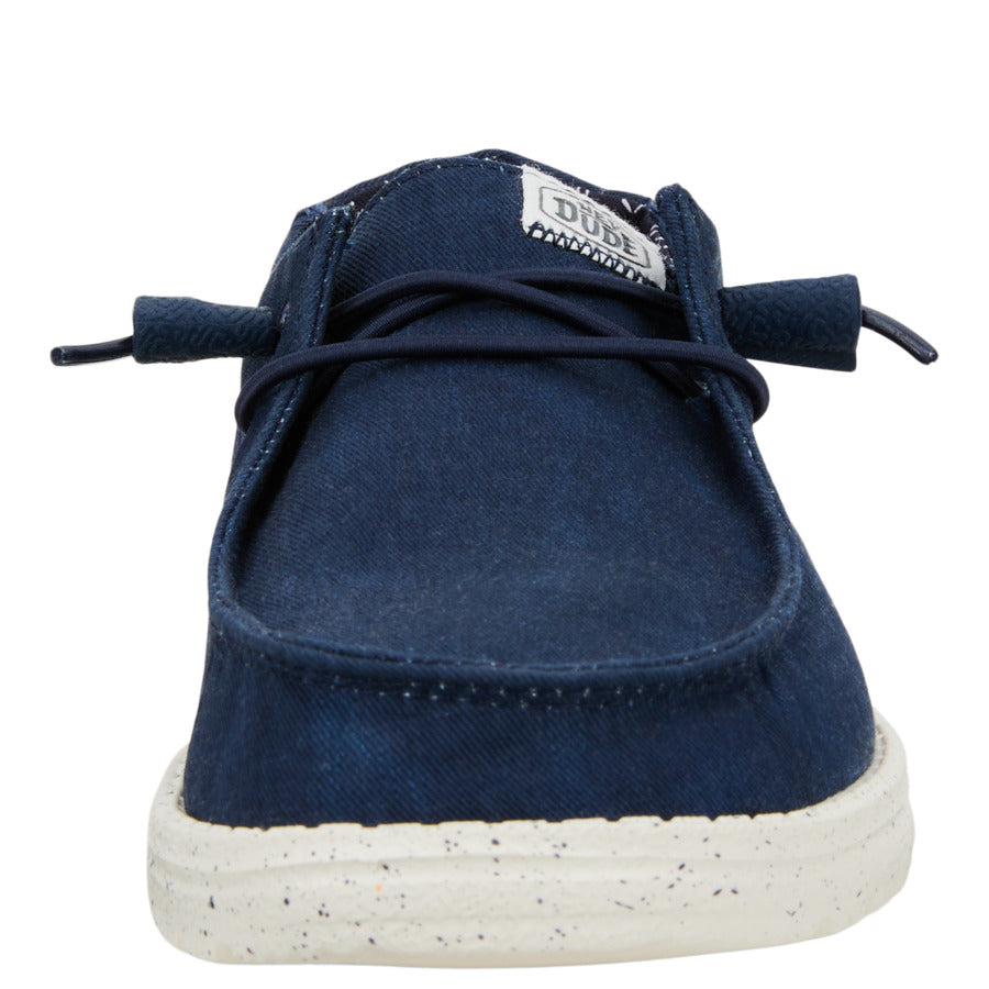 Comfortable Navy Canvas Shoes with Elastic Laces | Wendy Stretch