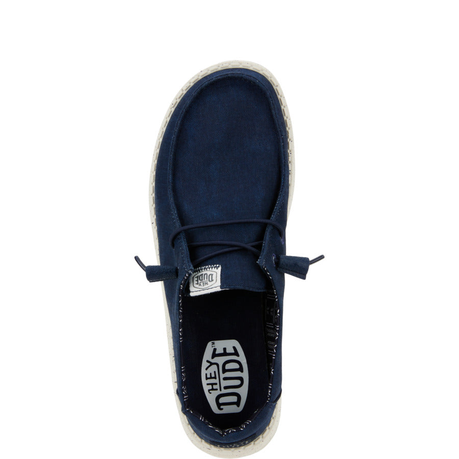 Comfortable Navy Canvas Shoes with Elastic Laces | Wendy Stretch