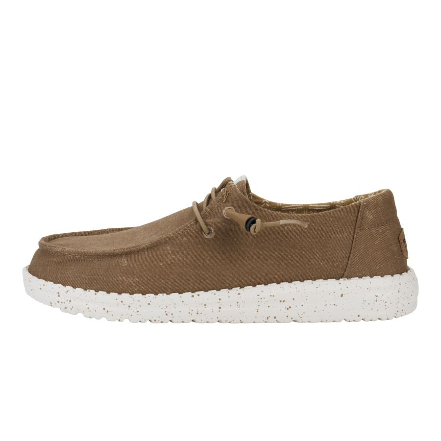 Taupe Canvas Slip-On Shoes with Elastic Laces & Removable Insole | Wendy Stretch