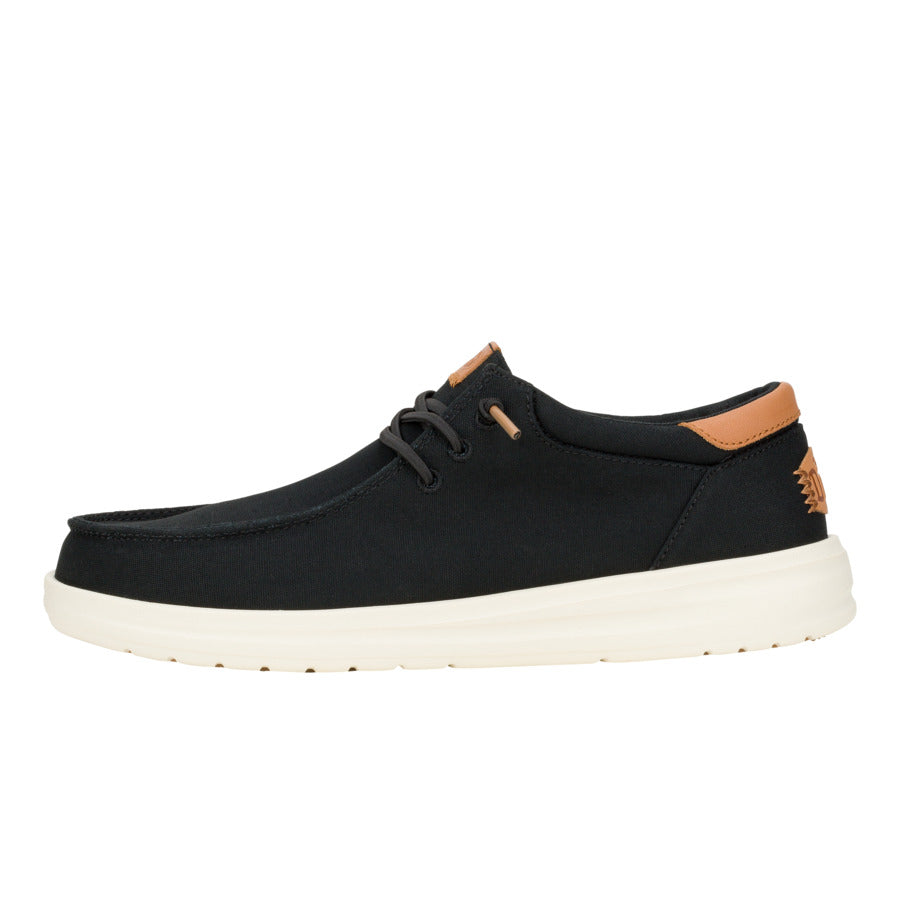 Black Canvas Shoes with Leather Details & Grip Outsole | Paul