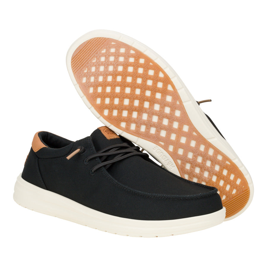 Black Canvas Shoes with Leather Details & Grip Outsole | Paul