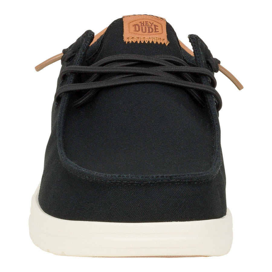 Black Canvas Shoes with Leather Details & Grip Outsole | Paul