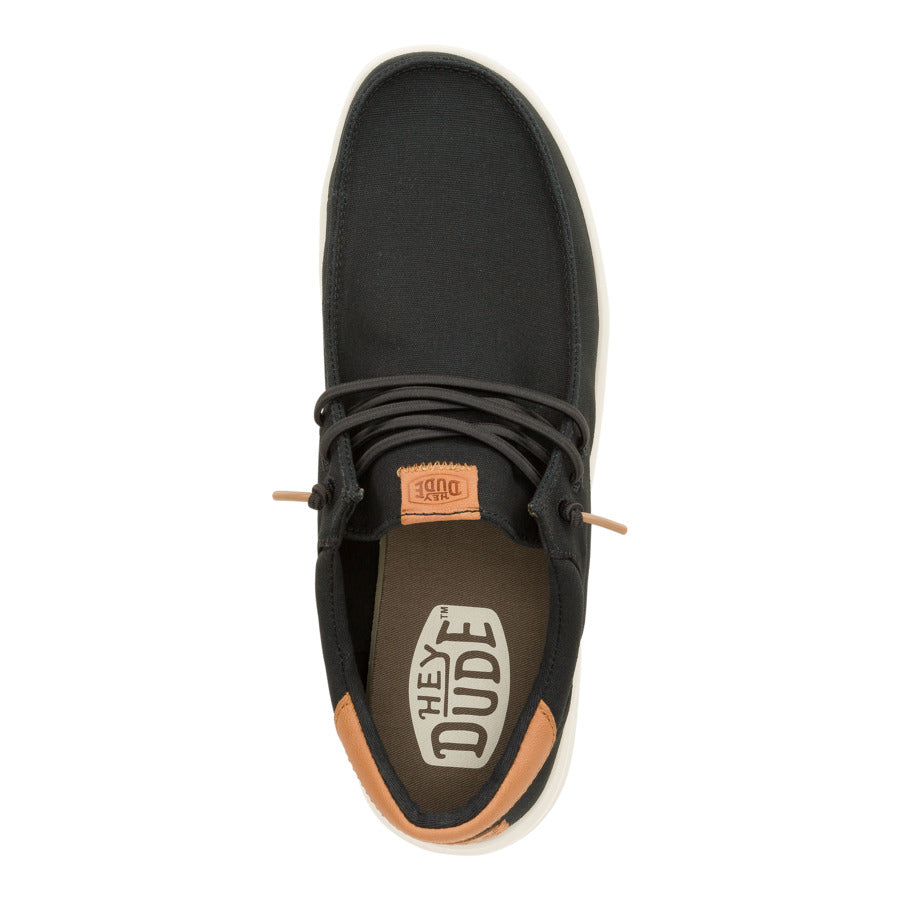 Black Canvas Shoes with Leather Details & Grip Outsole | Paul