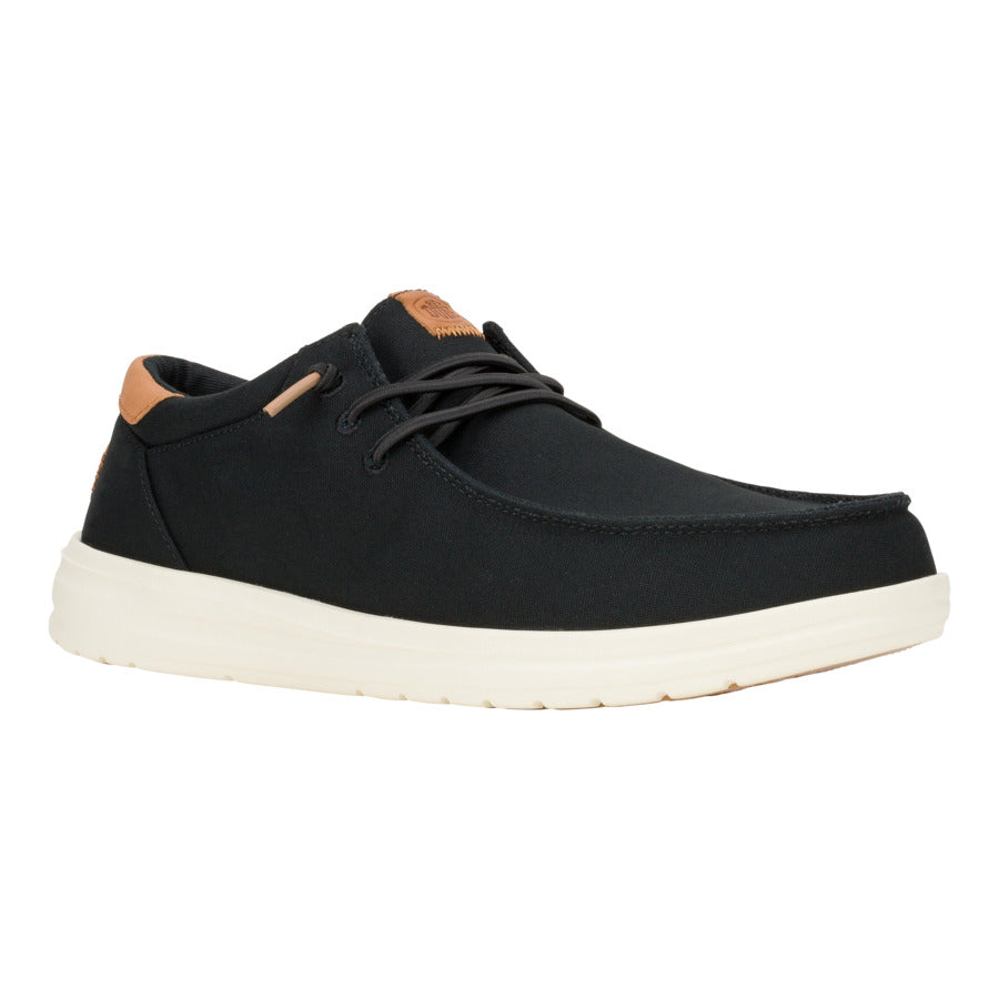 Black Canvas Shoes with Leather Details & Grip Outsole | Paul