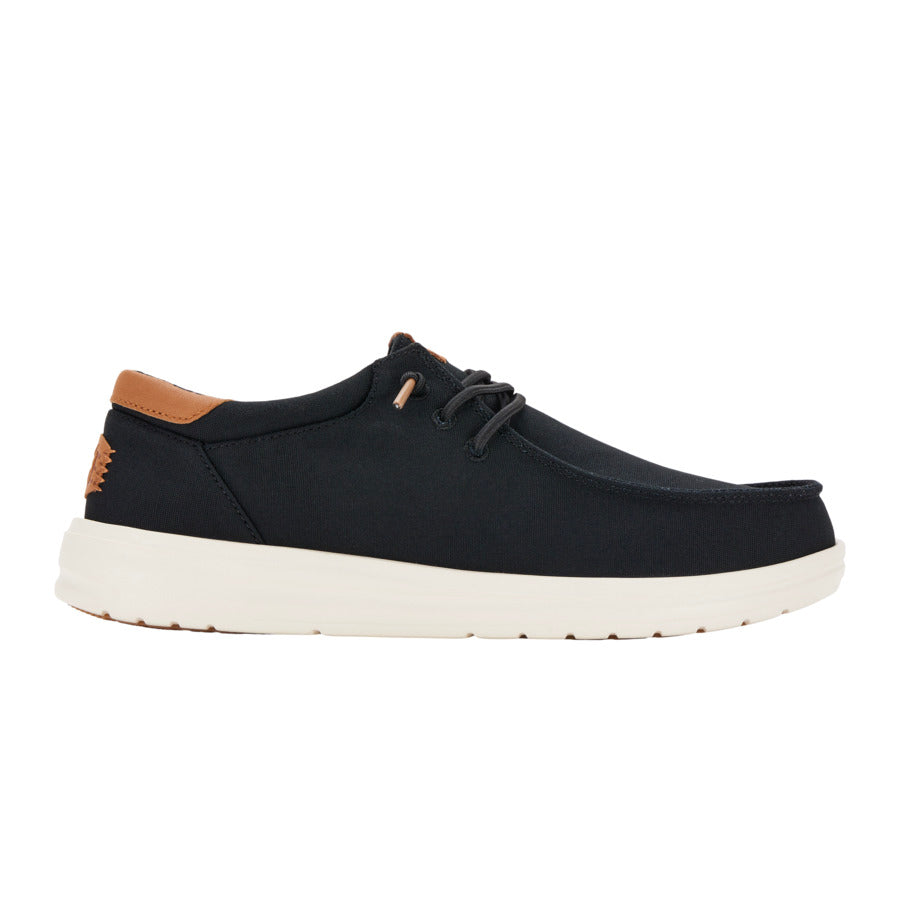 Black Canvas Shoes with Leather Details & Grip Outsole | Paul