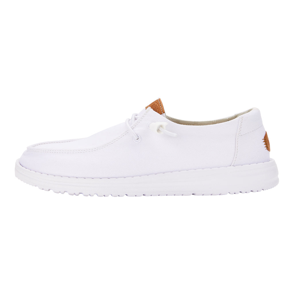 Women's White Canvas Slip-On Shoes with Elastic Laces | Wendy Stretch