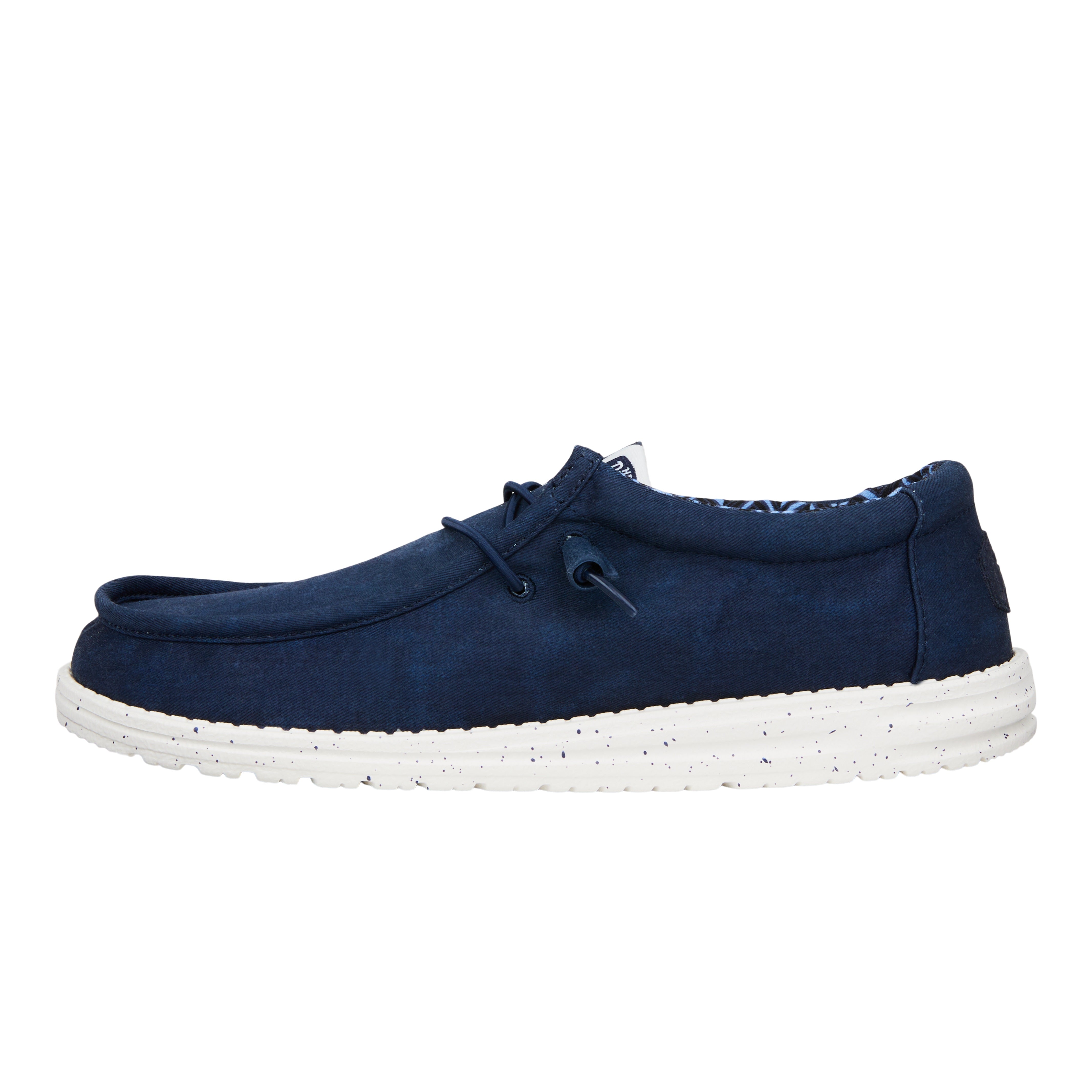 Comfortable Navy Canvas Shoes with Cushioned Collar | Wally Stretch
