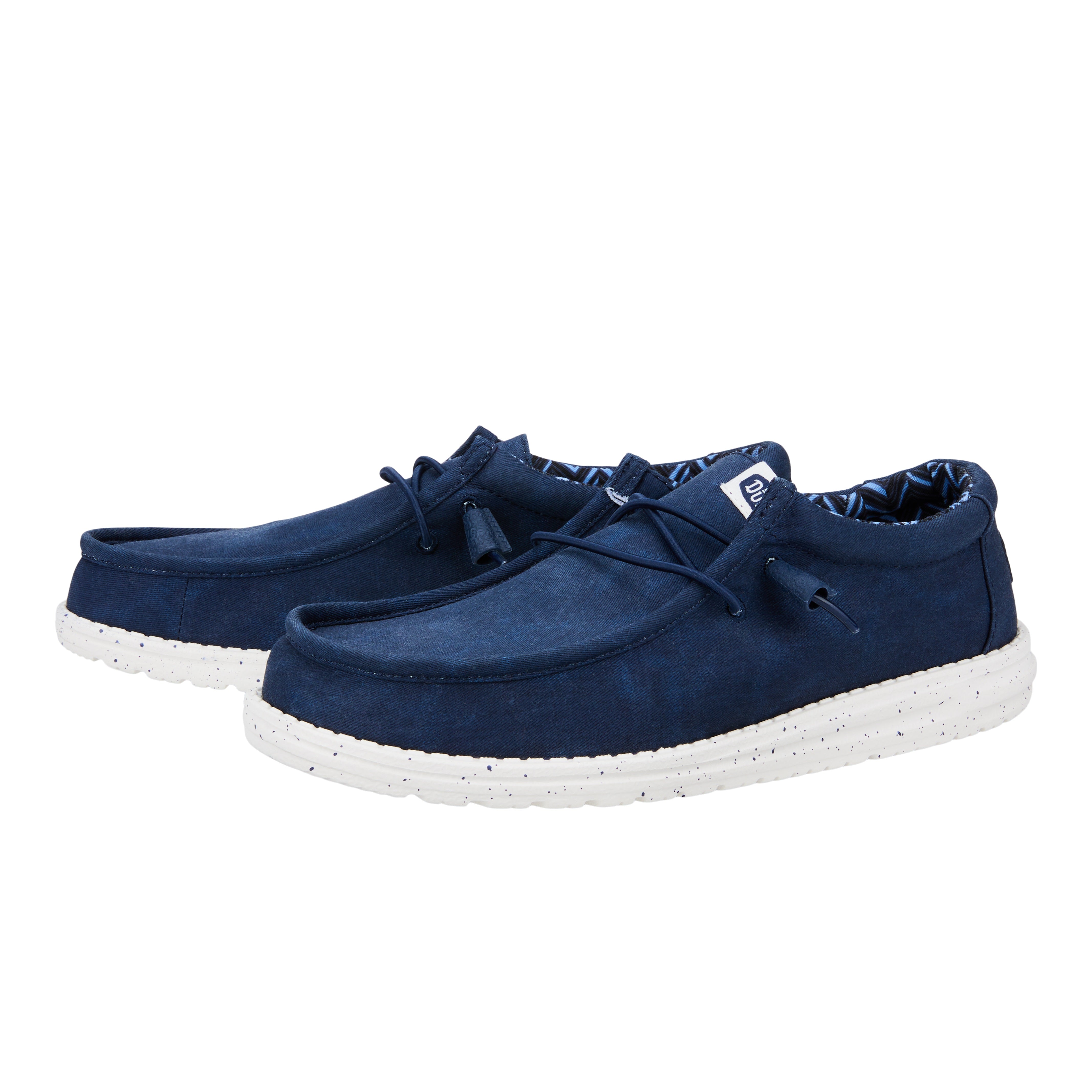 Comfortable Navy Canvas Shoes with Cushioned Collar | Wally Stretch