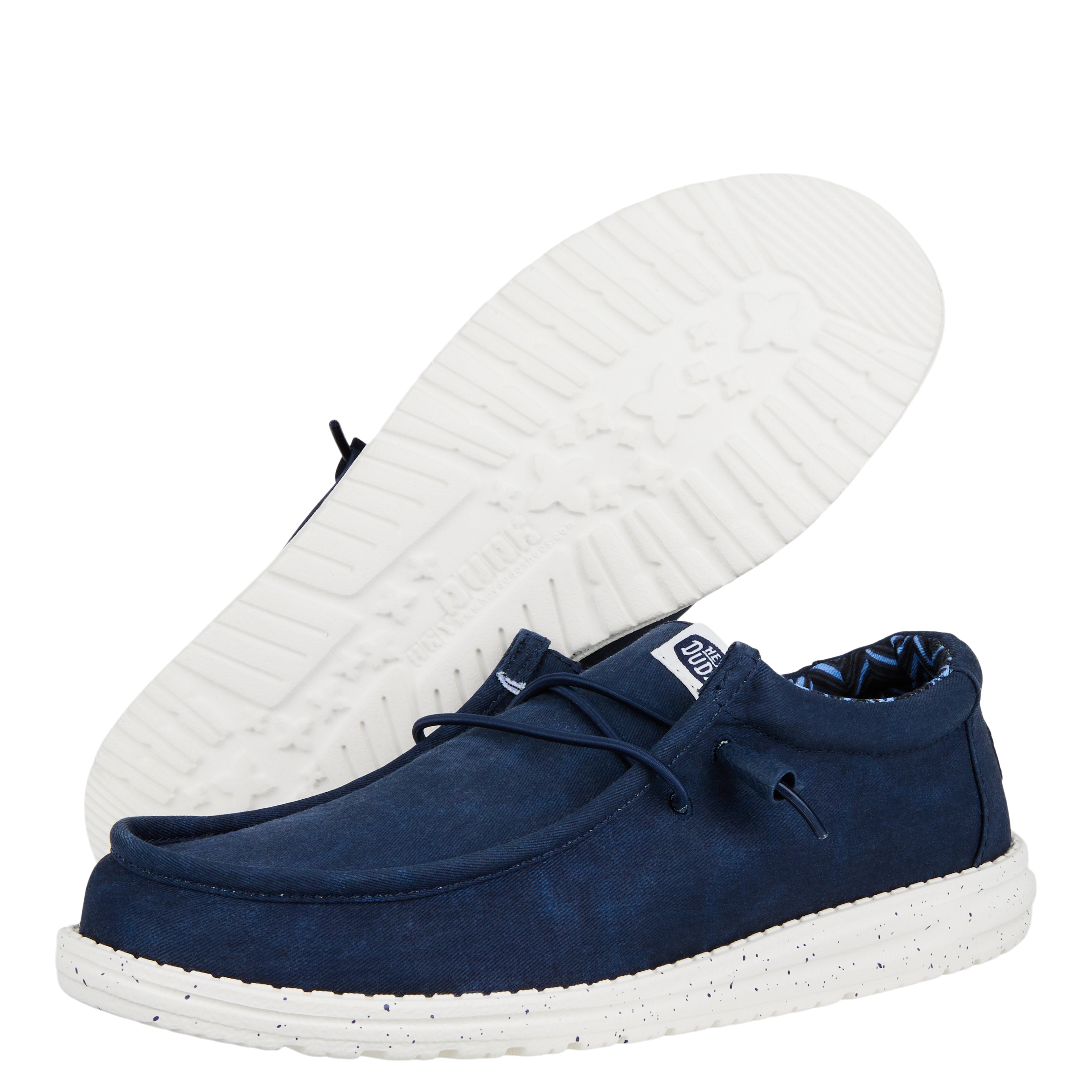 Comfortable Navy Canvas Shoes with Cushioned Collar | Wally Stretch