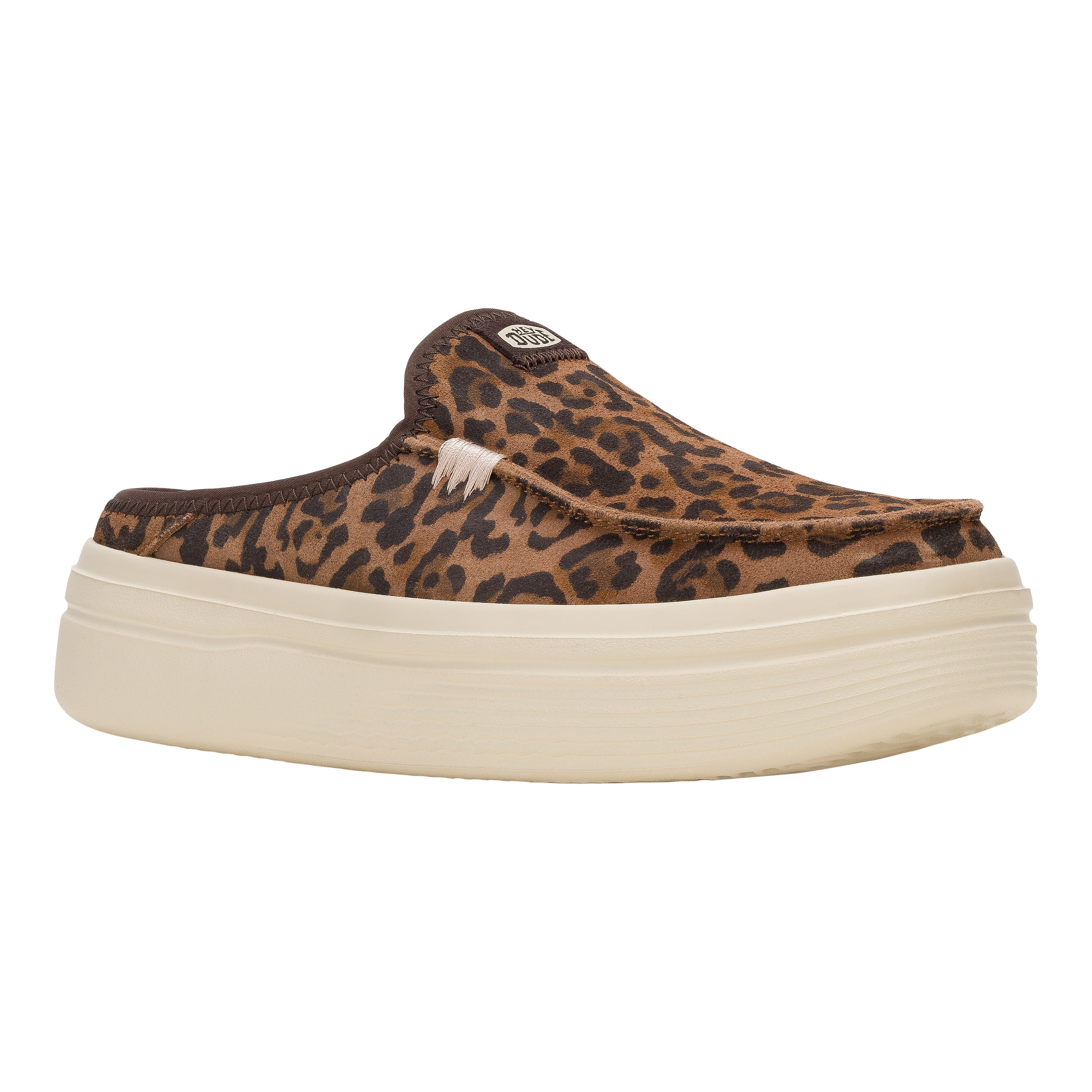 Brown Leopard Suede Platform Sandals with Raised Heel | Austin Lift Classic