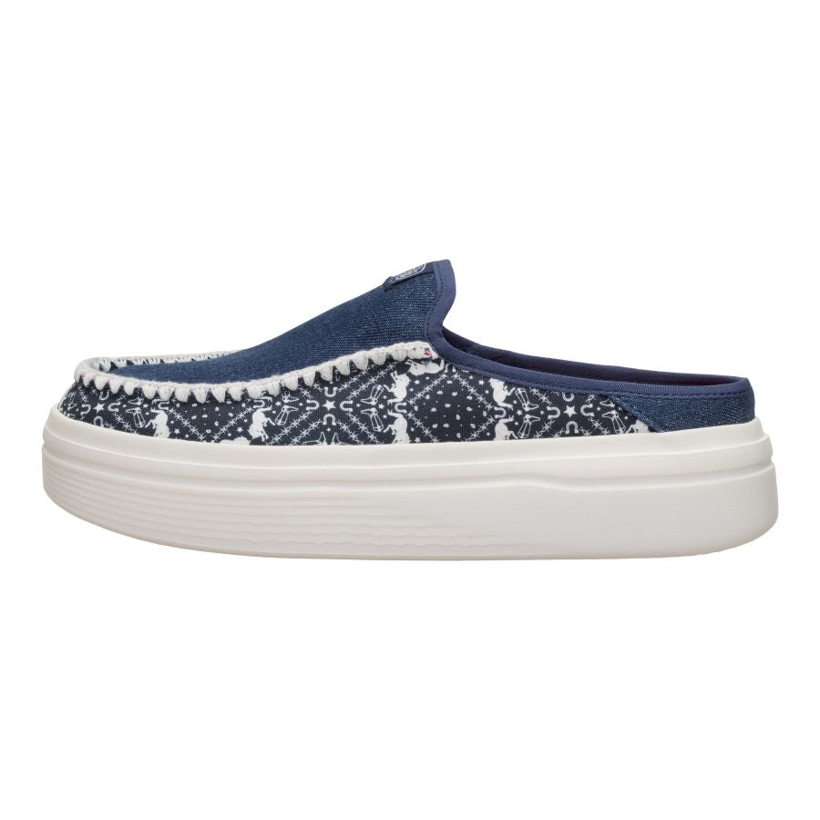 Denim Platform Sneakers with Bandana Print & Cushioned Sole | Austin Lift