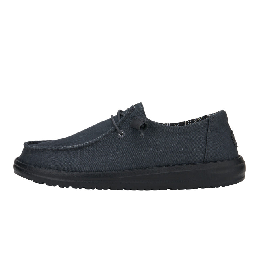 Wendy Stretch Canvas Wide Fit Shoes for Travel | Black/Black