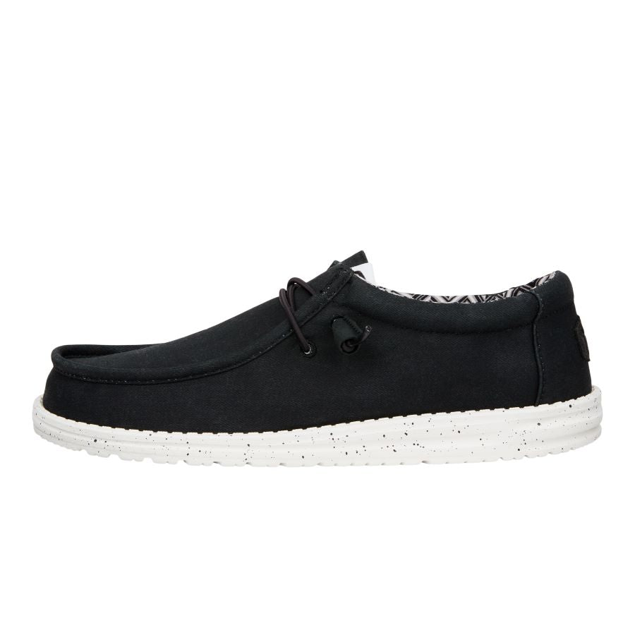 Wally Stretch Canvas Wide Shoes - Comfortable & Travel-Ready | Black/White