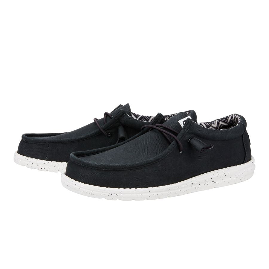 Wally Stretch Canvas Wide Shoes - Comfortable & Travel-Ready | Black/White