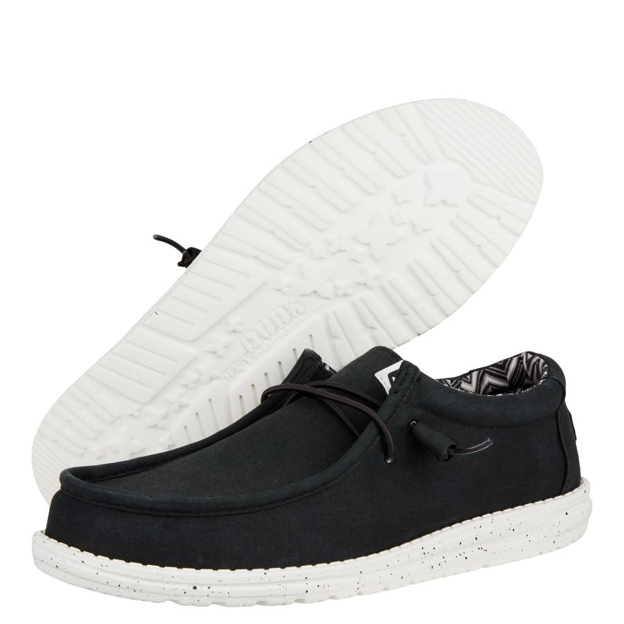 Wally Stretch Canvas Wide Shoes - Comfortable & Travel-Ready | Black/White