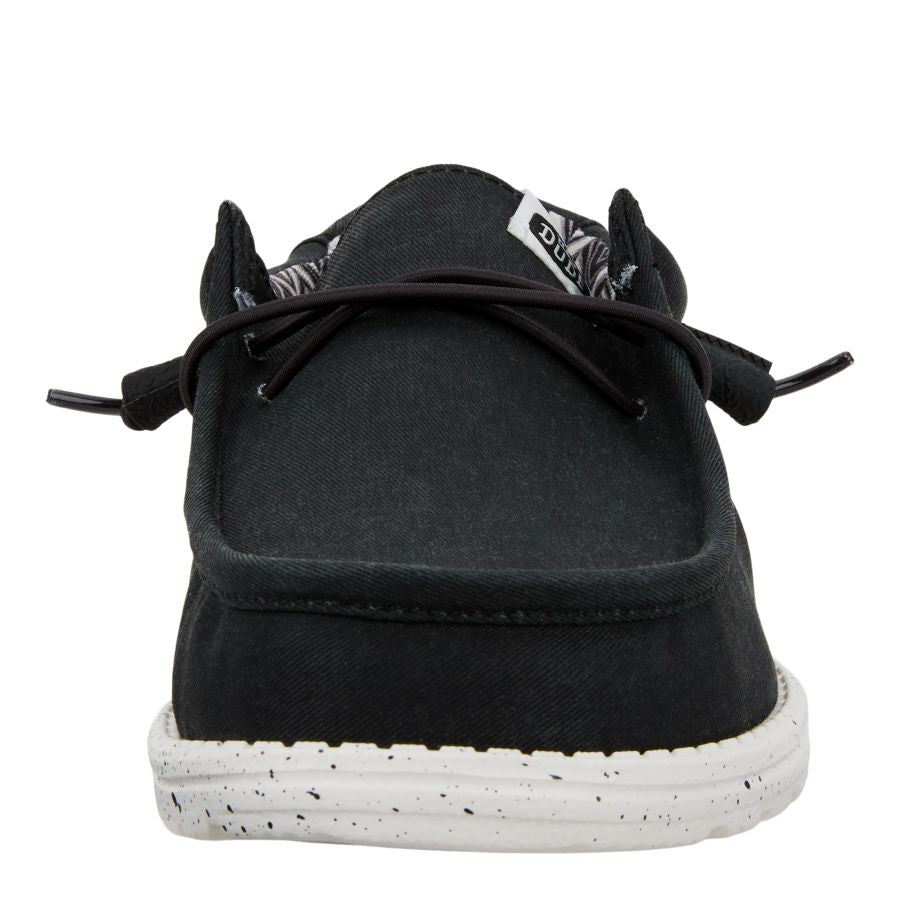 Wally Stretch Canvas Wide Shoes - Comfortable & Travel-Ready | Black/White