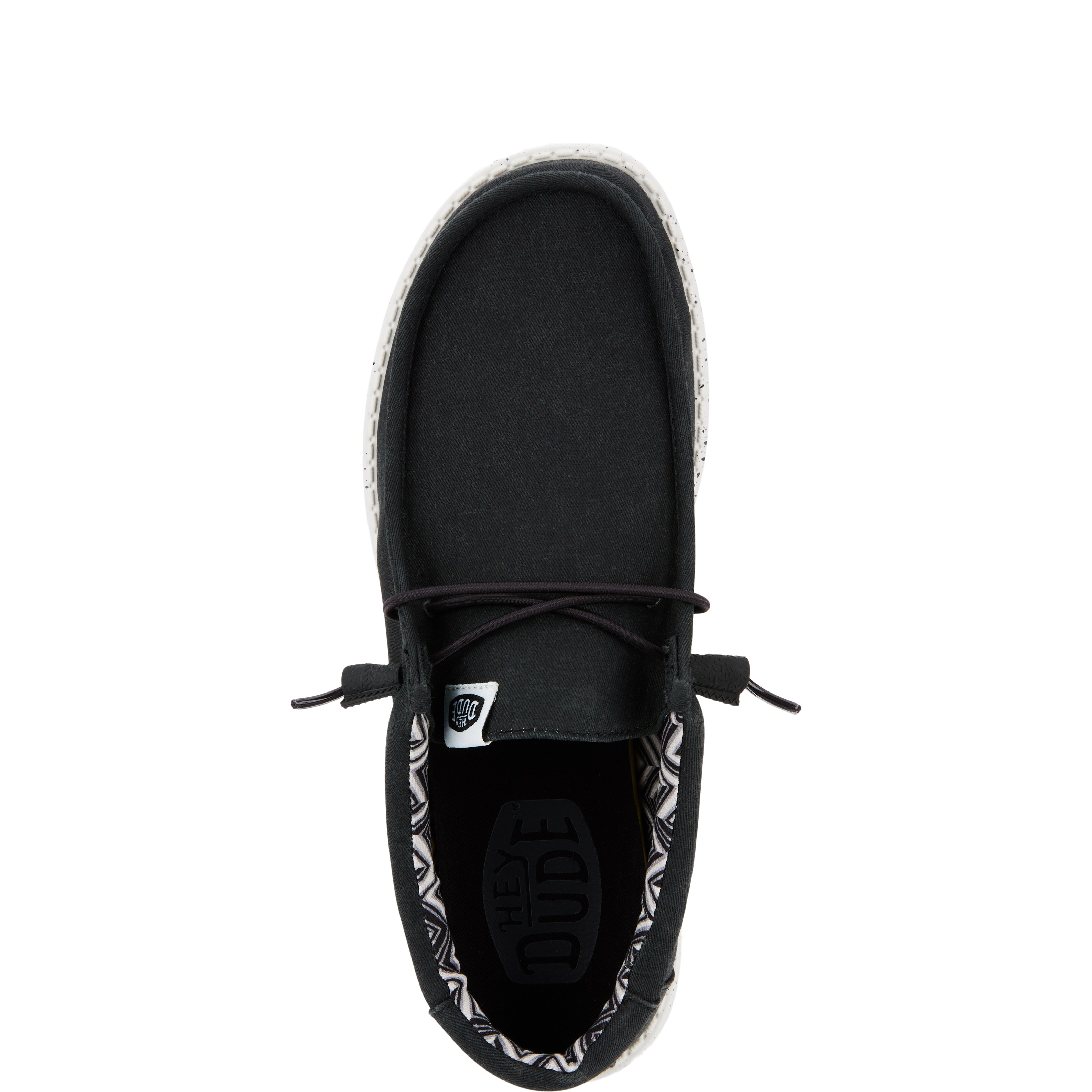 Wally Stretch Canvas Wide Shoes - Comfortable & Travel-Ready | Black/White